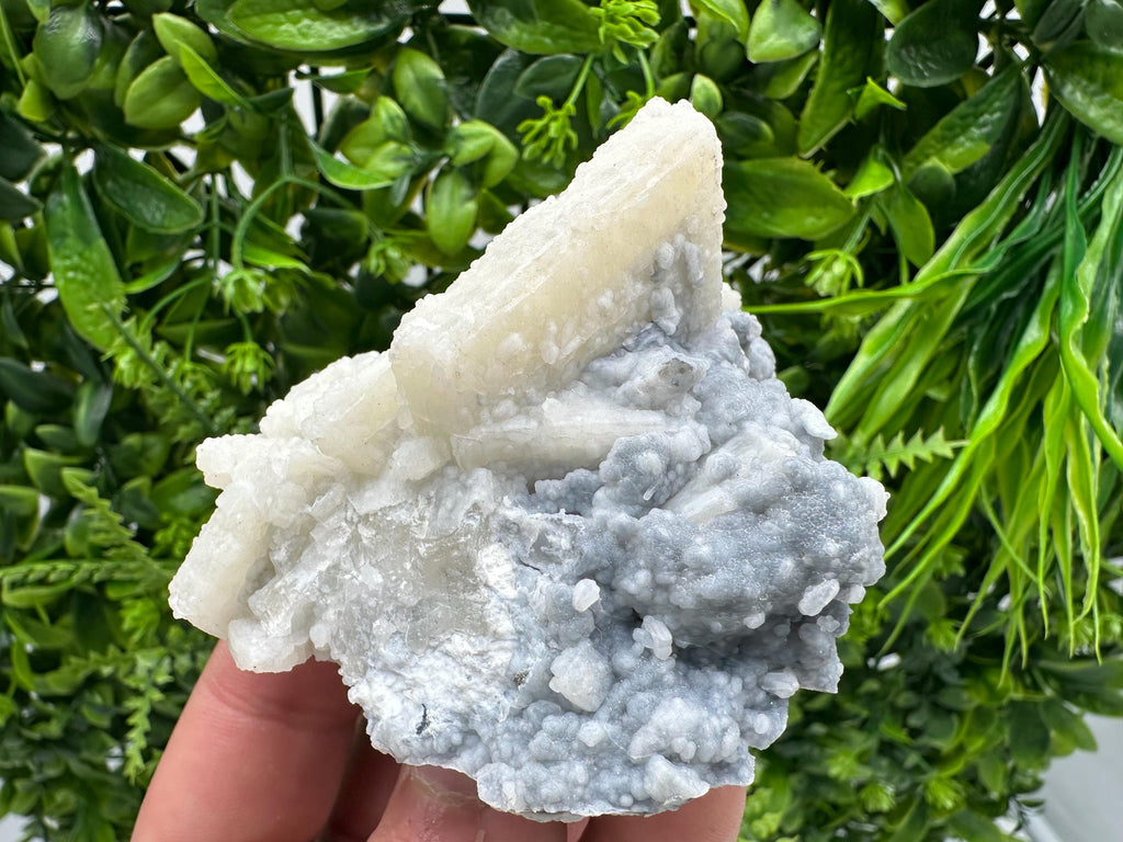 Rare Fluorescent Calcite after Barite on Chalcedony - Androvo Mine, Bulgaria