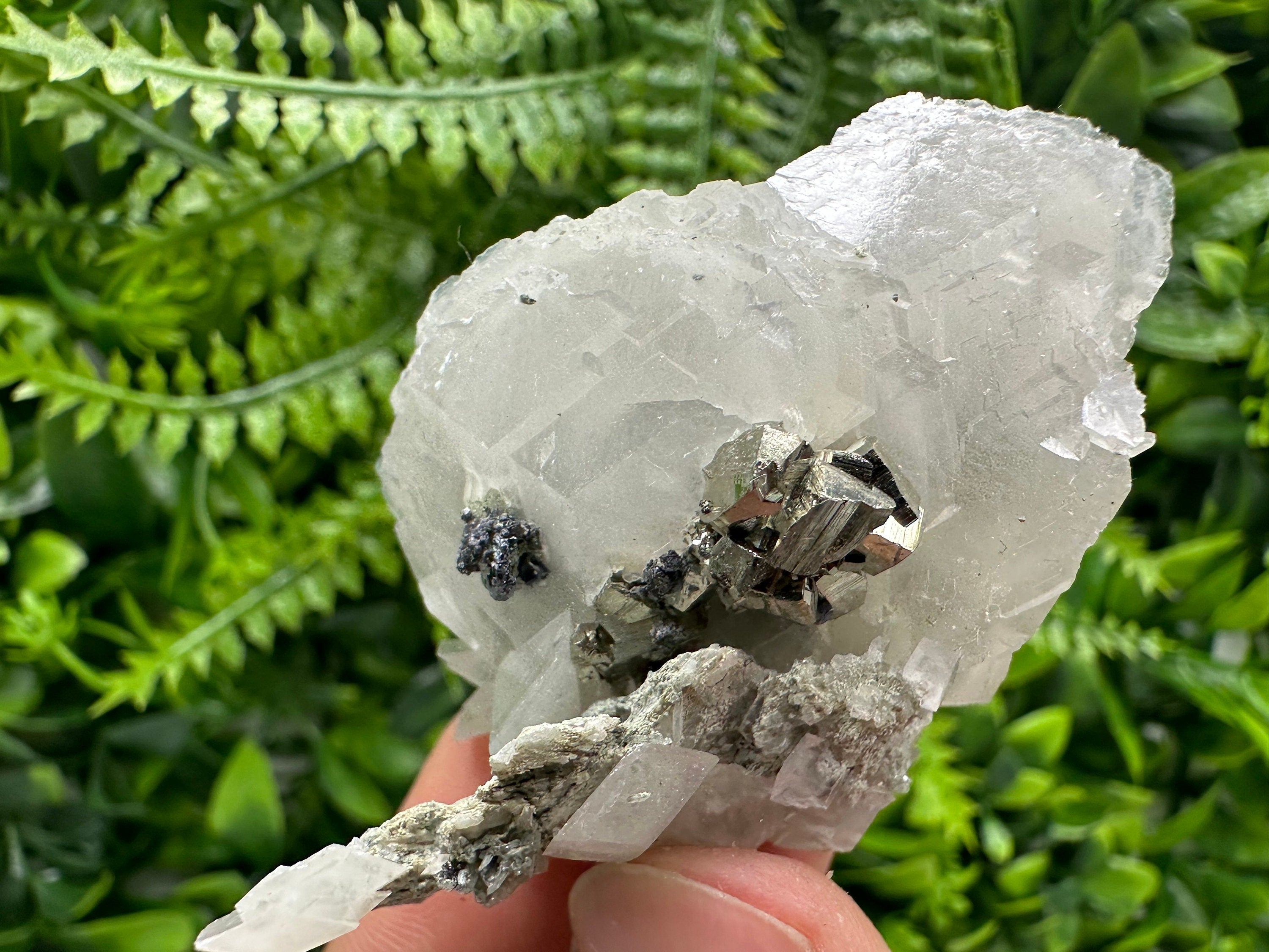 Calcite Pyrite Galena Mineral Cluster on Quartz, Borieva Bulgaria