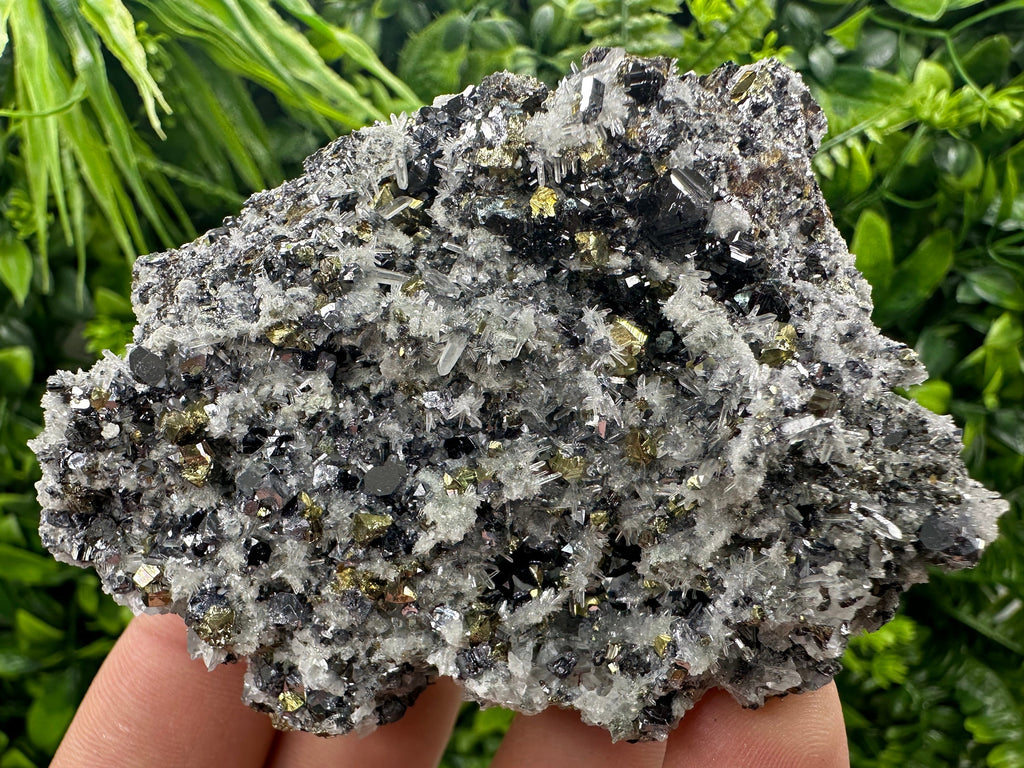 Chalcopyrite Galena Sphalerite on Quartz, Bulgaria Mineral Specimen