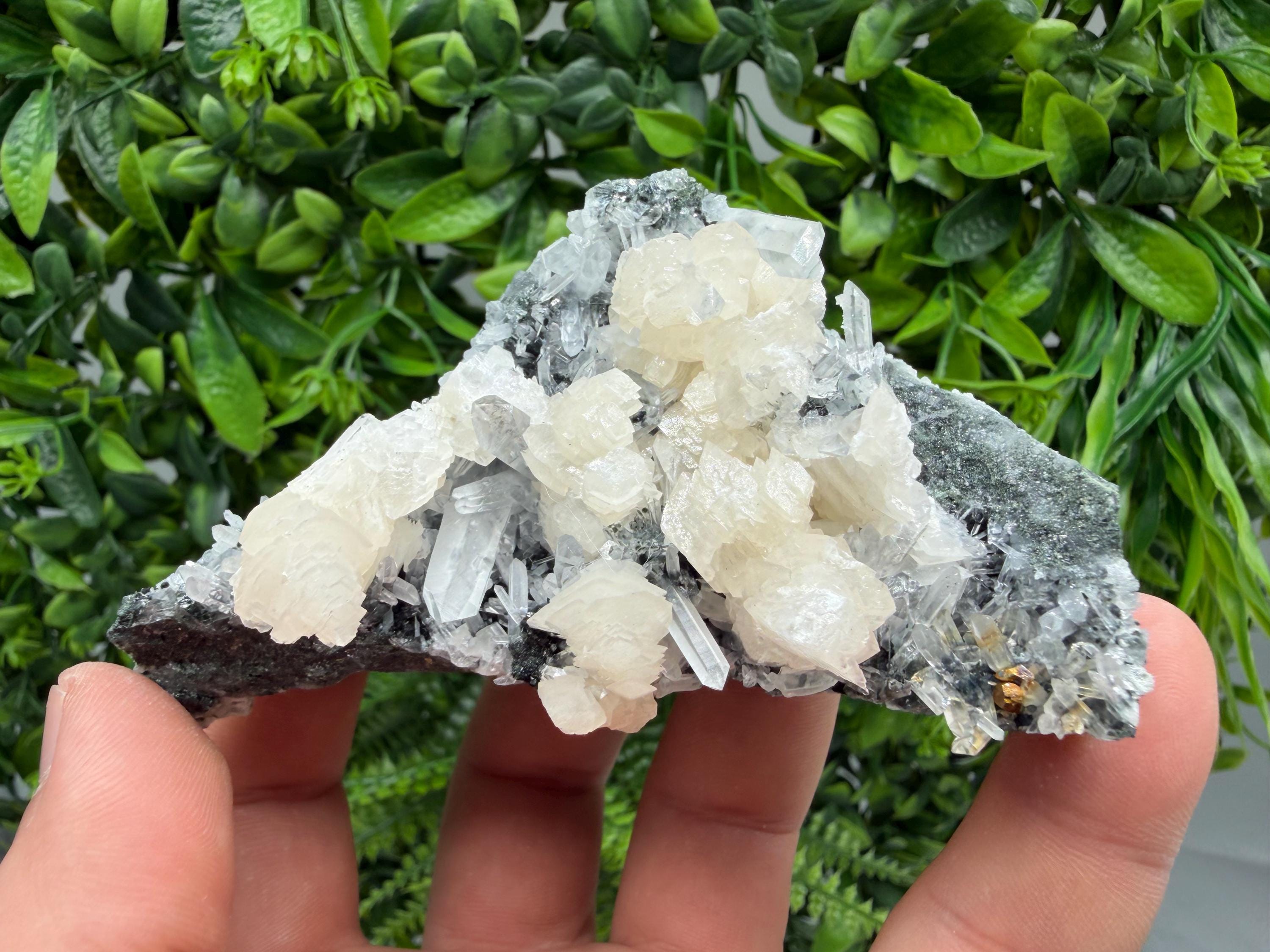 White Calcite Quartz Cluster Mineral Specimen, Krushev Dol Mine, Bulgaria Collection