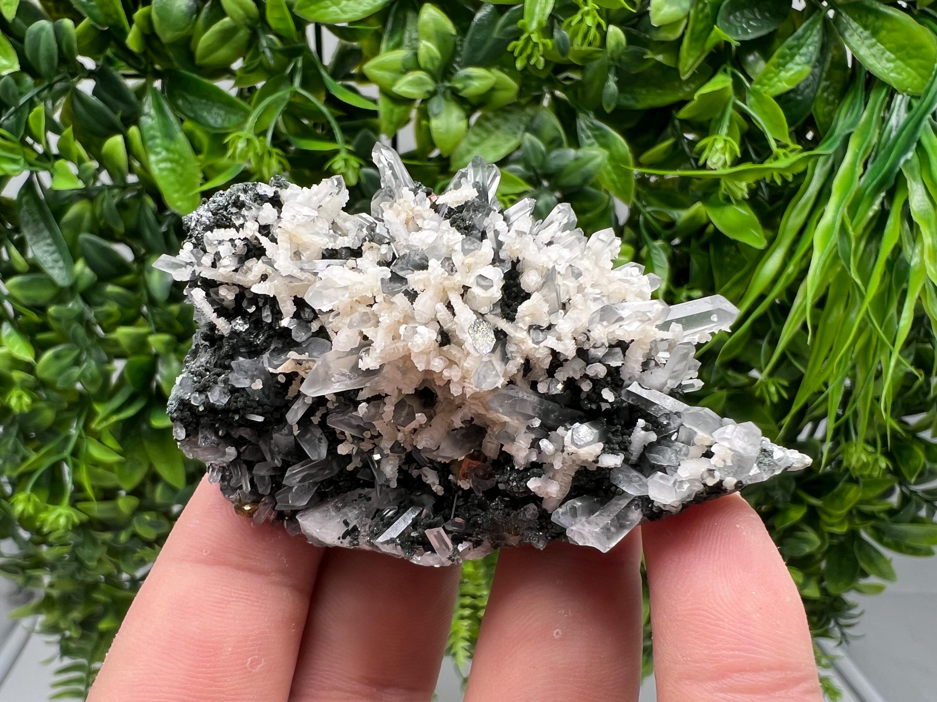 Wonderful Calcite,Quartz on Chlorite matrix,from Borieva mine,Madan,Bulgaria,natural collection mineral specimen,rare crystal,home decor