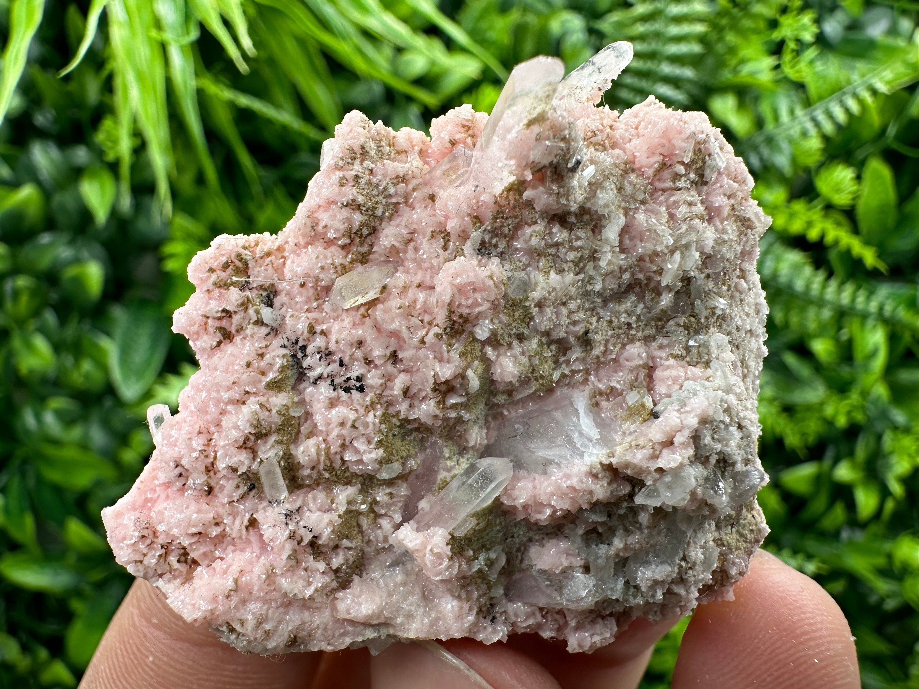 Rhodochrosite with Quartz Crystals, Starnica Mine, Bulgaria