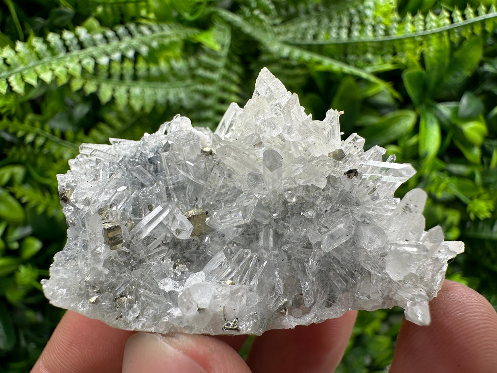 Pyrite on Needle Quartz: Borieva Mine Crystal Decor (6/4/3 cm)