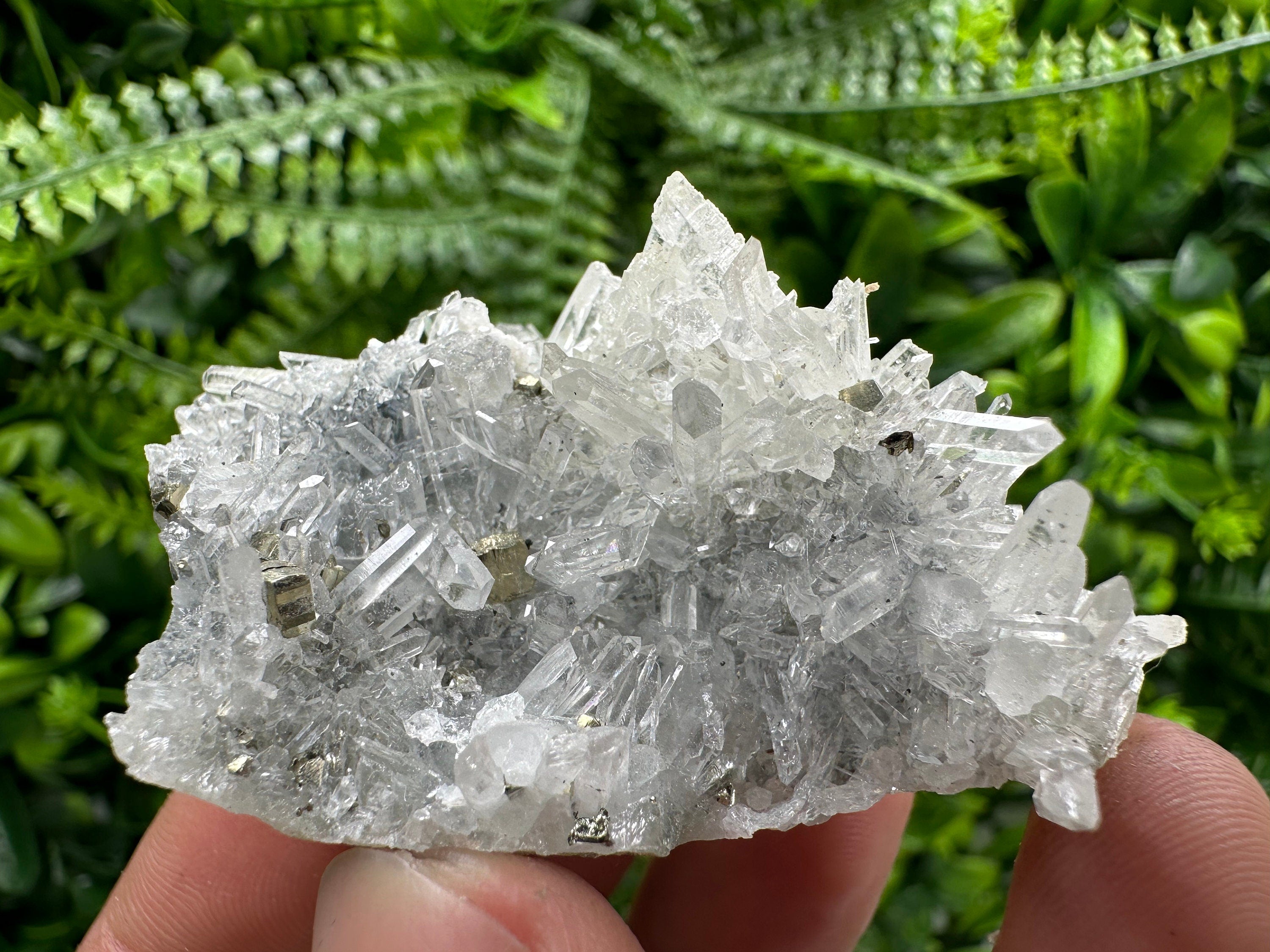 Pyrite on Needle Quartz: Borieva Mine Crystal Decor (6/4/3 cm)