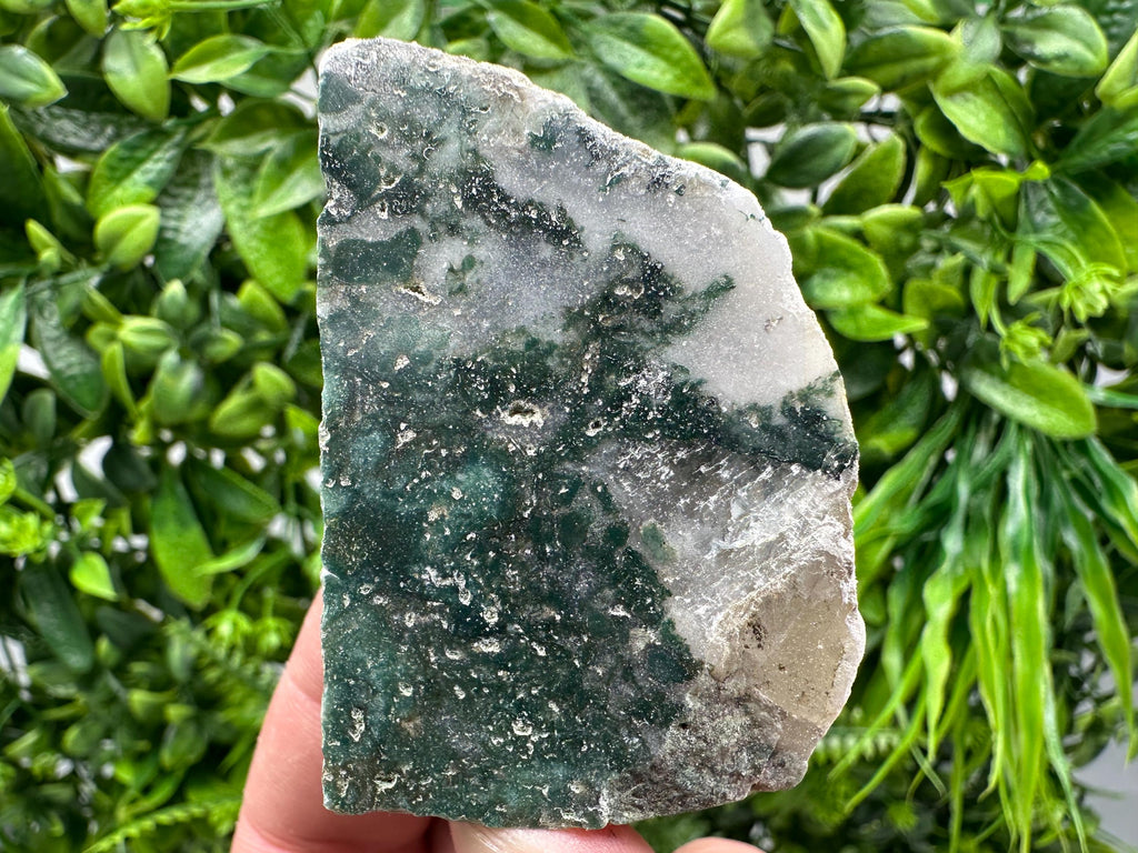 Polished Moss Agate Slab: Green Crystal Slice (6/4.5cm)