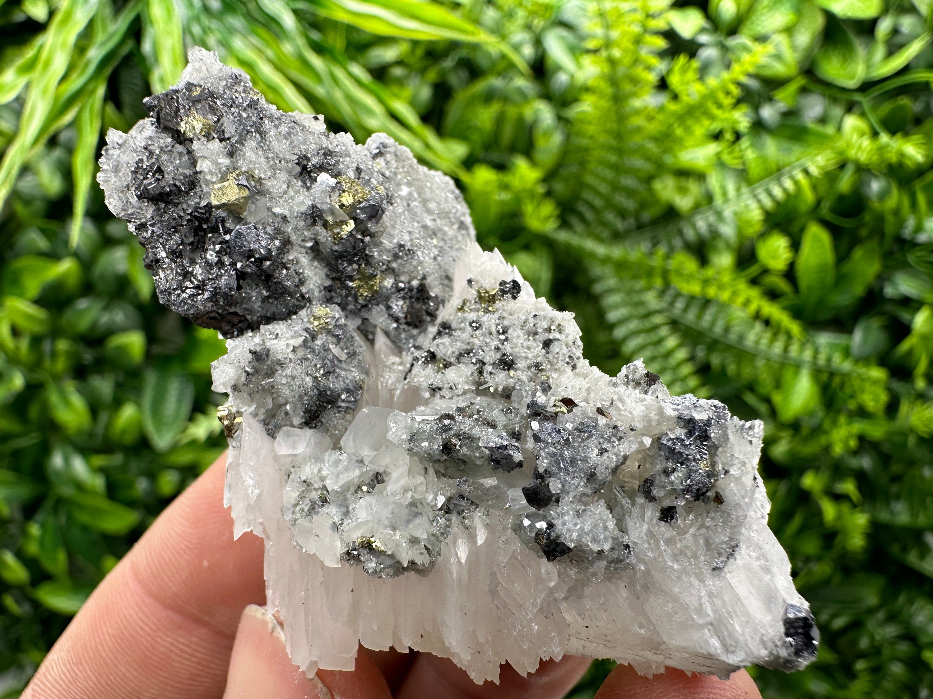 Chalcopyrite Galena Sphalerite on Quartz: Natural Mineral Decor