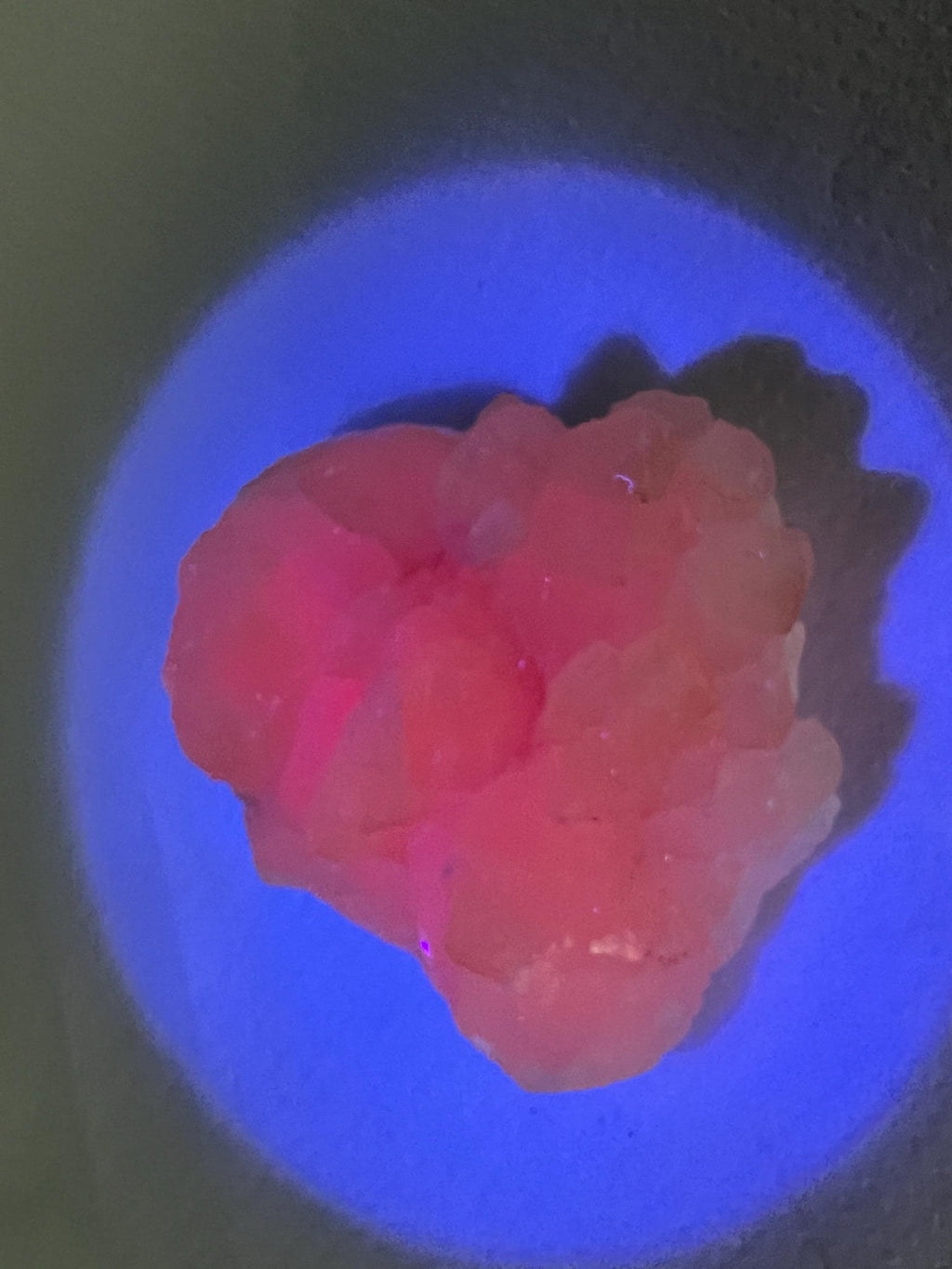 UV Reactive Mangano Calcite Crystal: Androvo Mine, Bulgaria