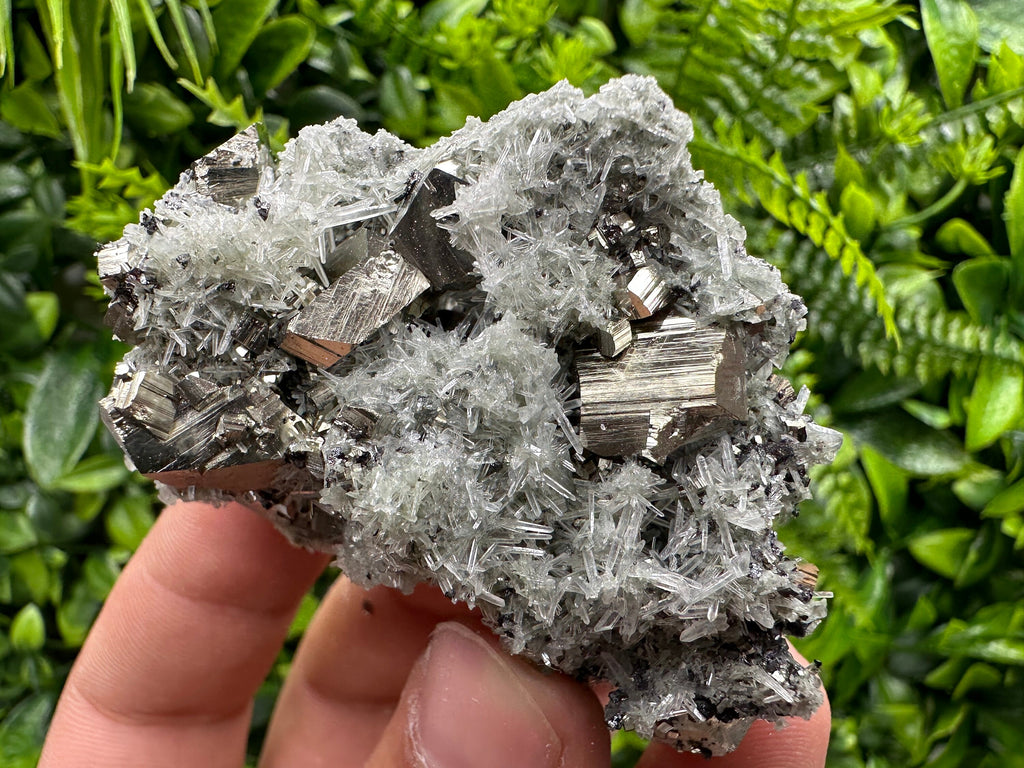 Pyrite on Quartz with Chlorite: Natural Crystal Home Decor from Bulgaria