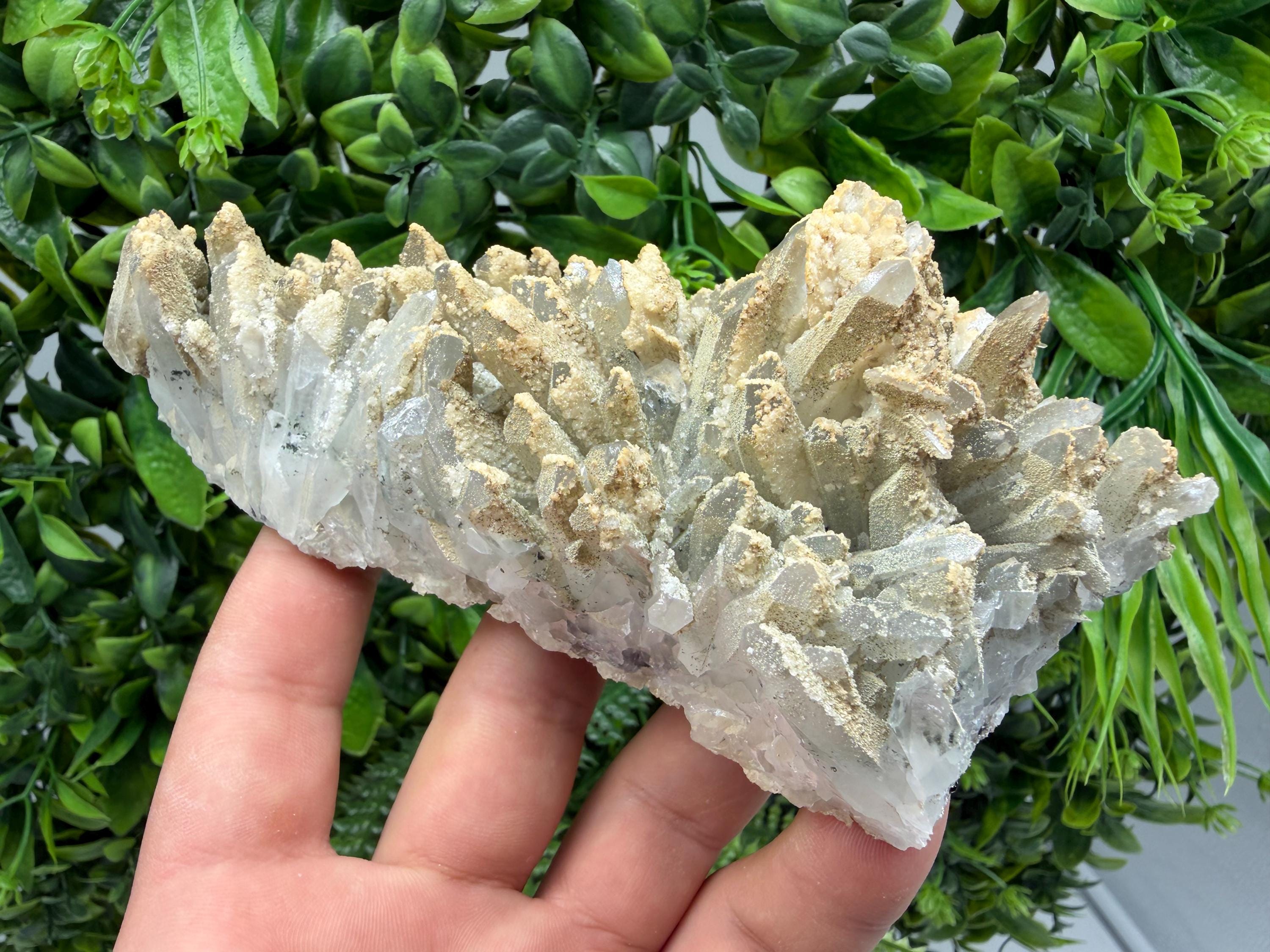 Stunning Transparent Quartz on Chlorite Matrix white Calcite from Borieva mine,Madan,Bulgaria,collection mineral specimen,home decor,gift