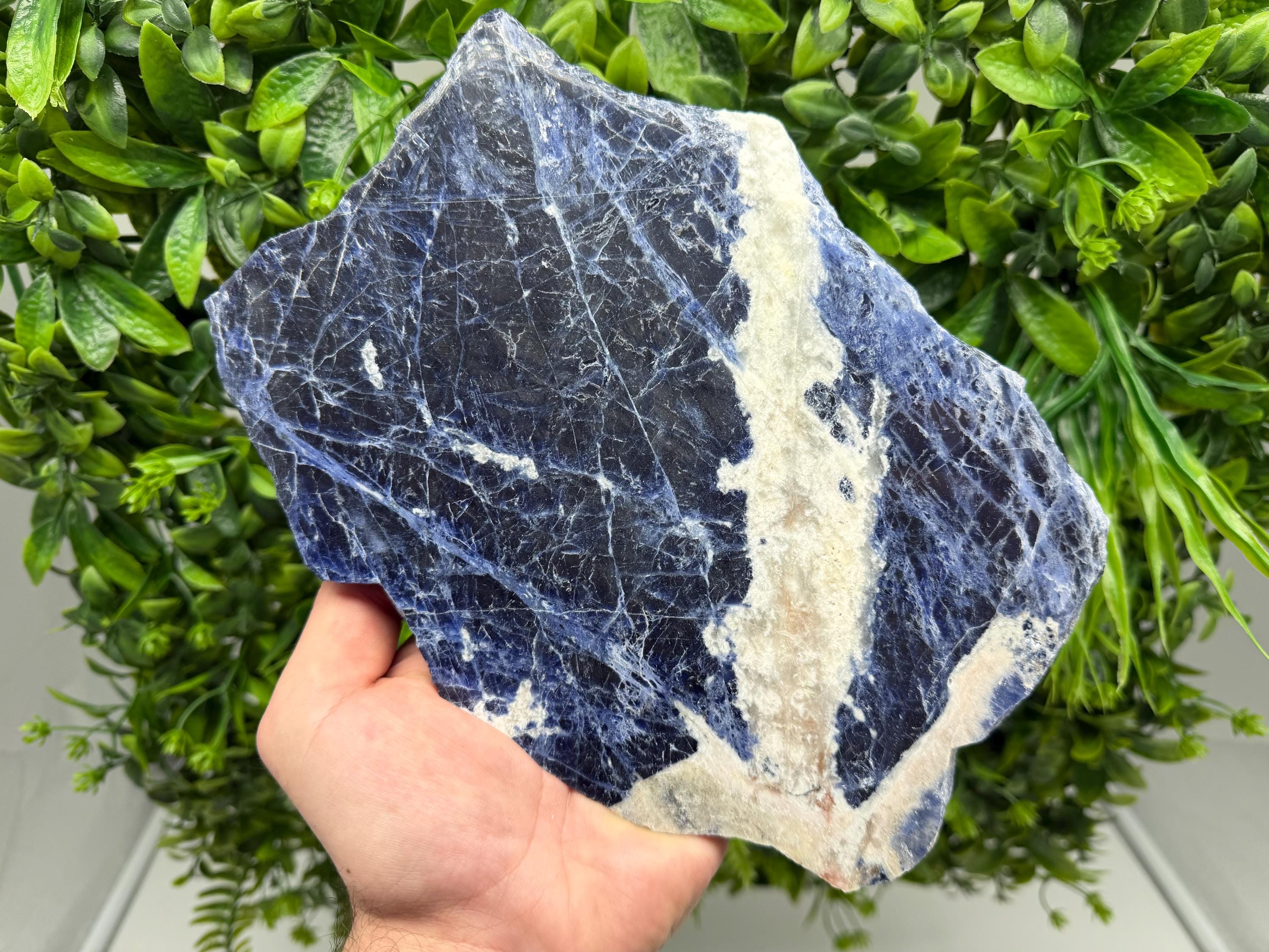 Polished Sodalite Slice – Natural Blue Crystal Slab, Home Decor Accent
