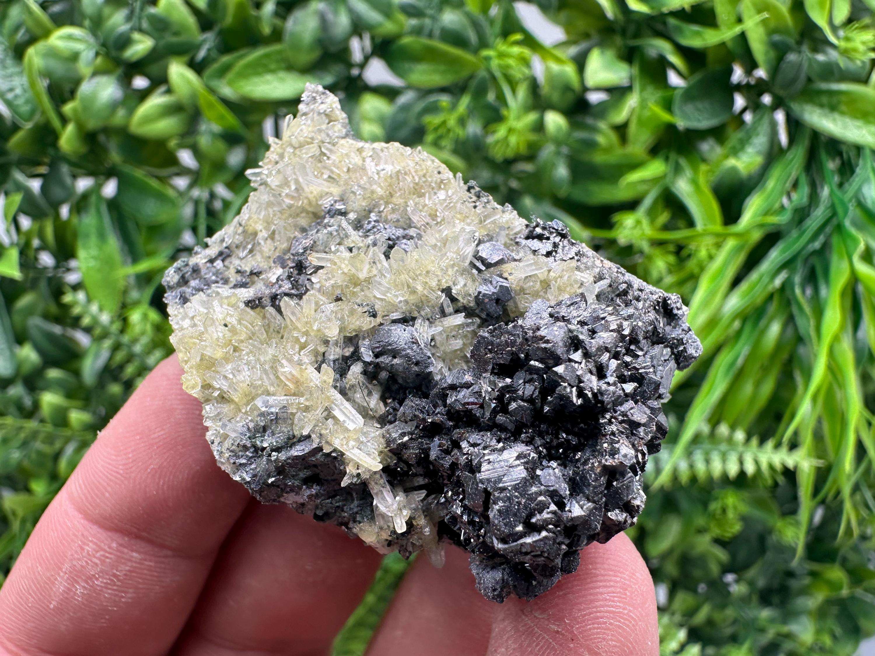 Sphalerite Galena on Quartz with Epidote, Bulgaria Mineral Specimen