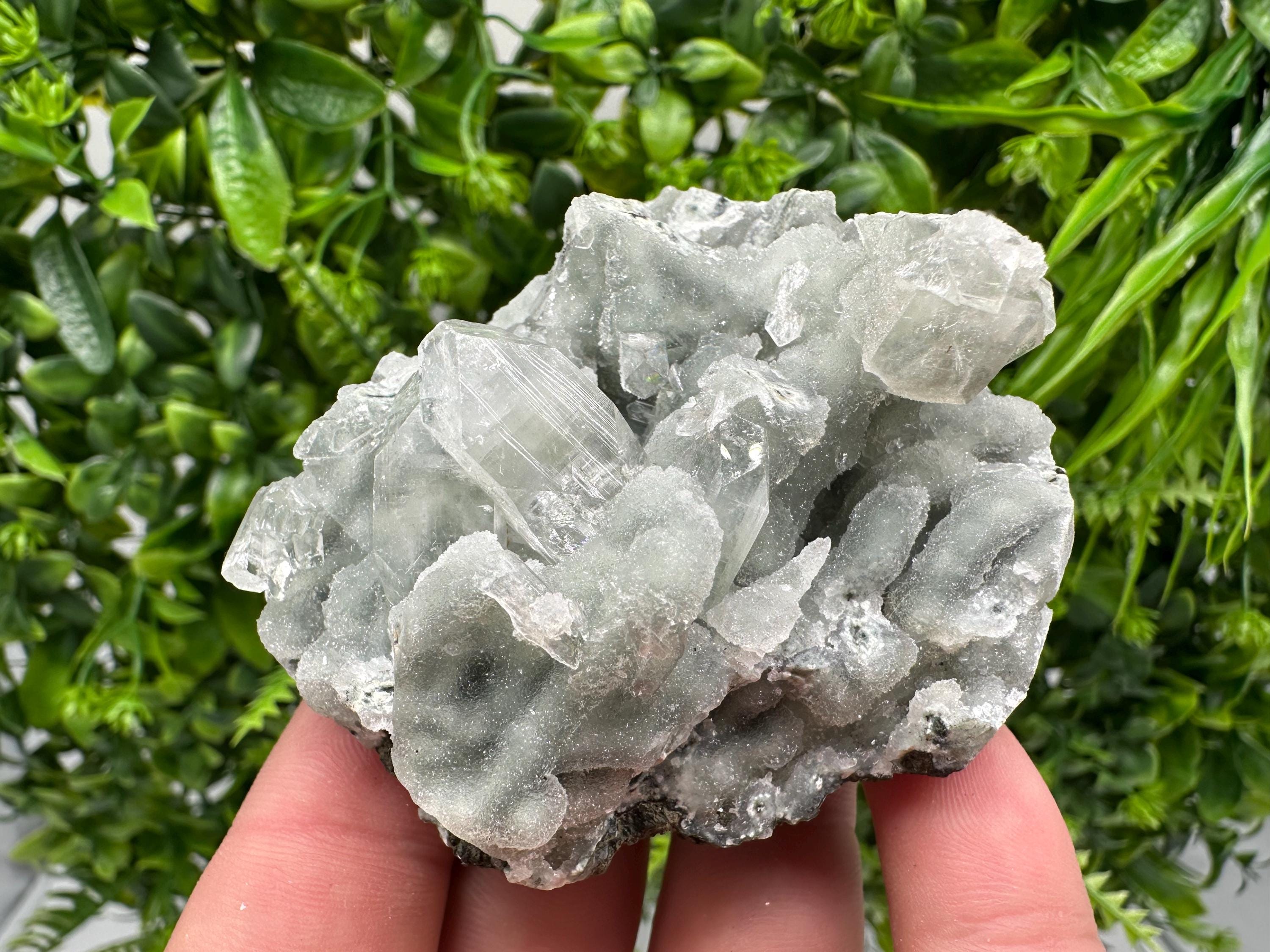 Transparent Apophyllite on Chalcedony, Natural India Mineral Specimen