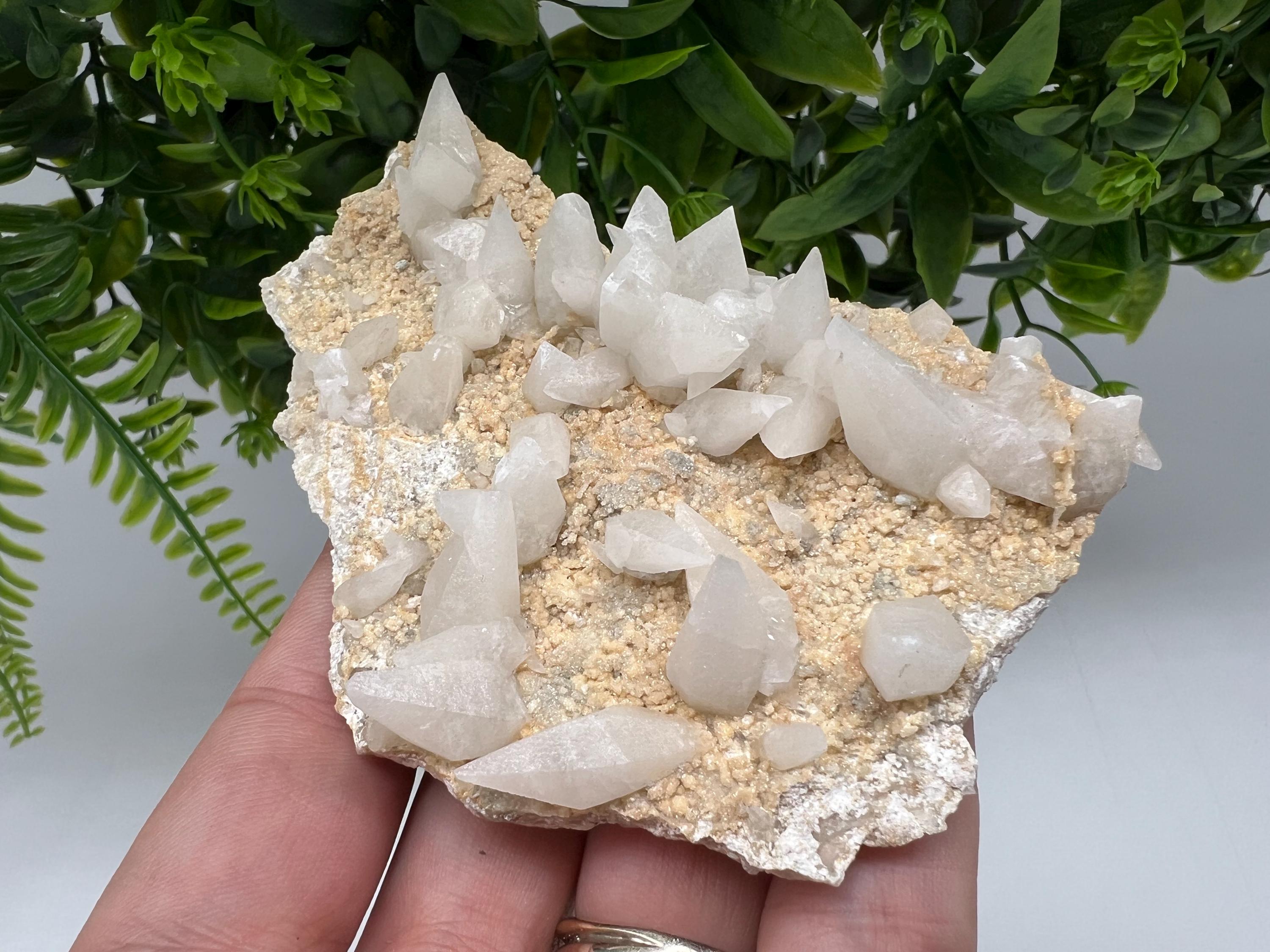 Calcite on Green Quartz: Djurcovo Mine, Bulgaria Healing Crystal