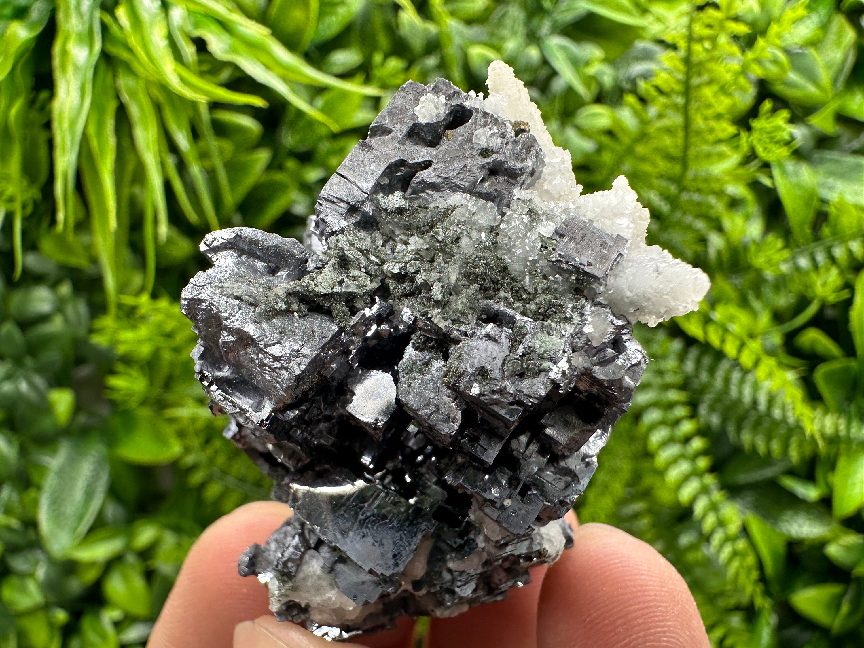 Skeletal Galena, Pyrite, Calcite Mineral Specimen, Bulgaria