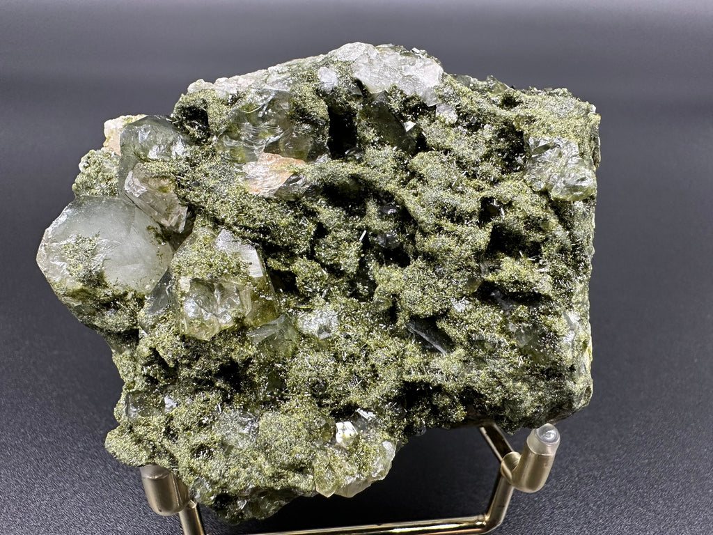 Rare Green Epidote with Quartz Crystals: Eastern Anatolian Decor Stone
