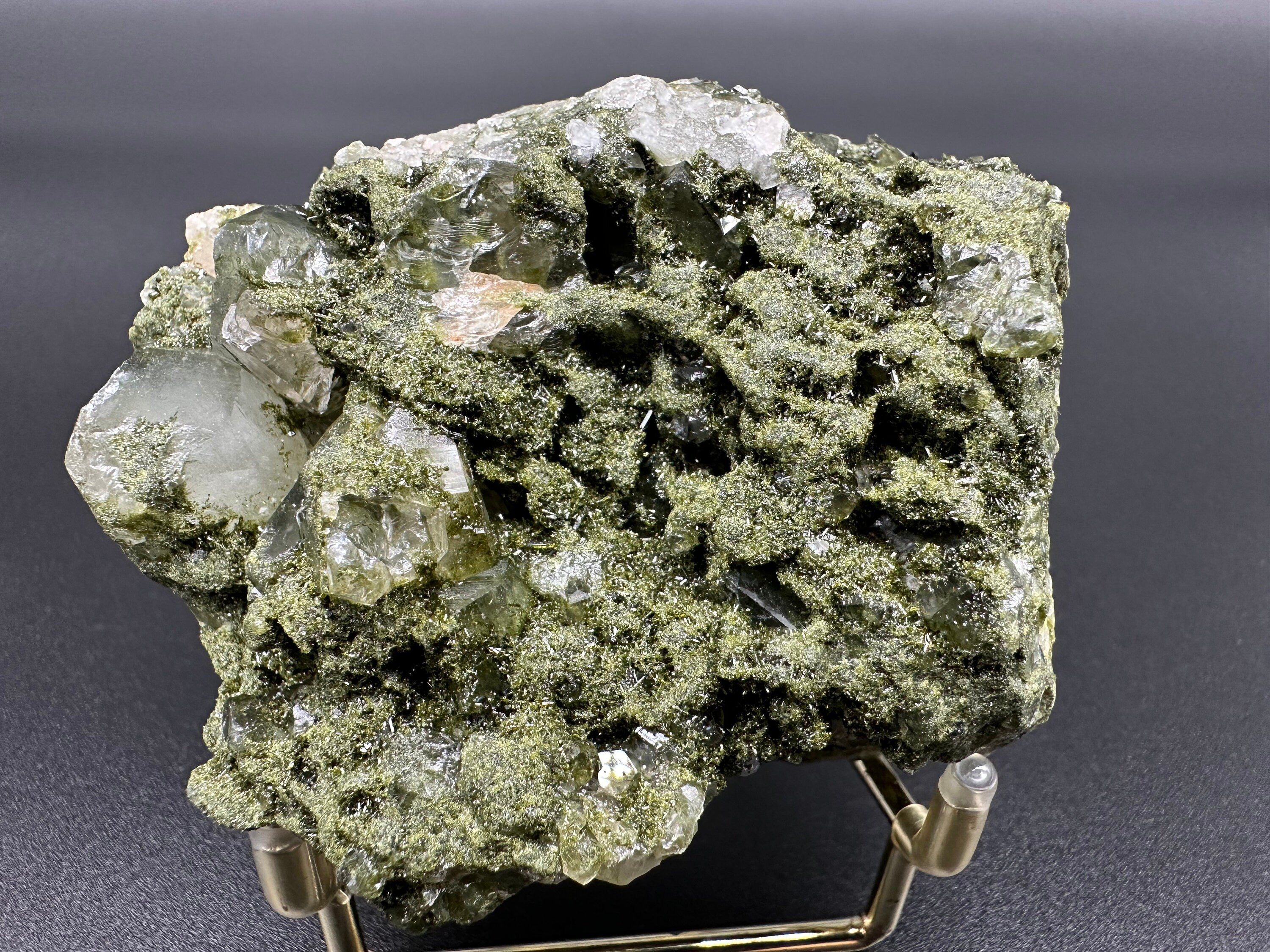 Rare Green Epidote with Quartz Crystals: Eastern Anatolian Decor Stone
