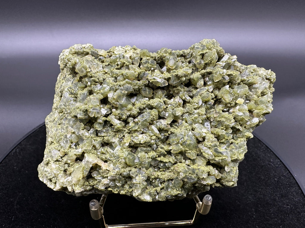 Rare Green Epidote with Quartz Crystals: Sparkly Rainbow Mineral Decor