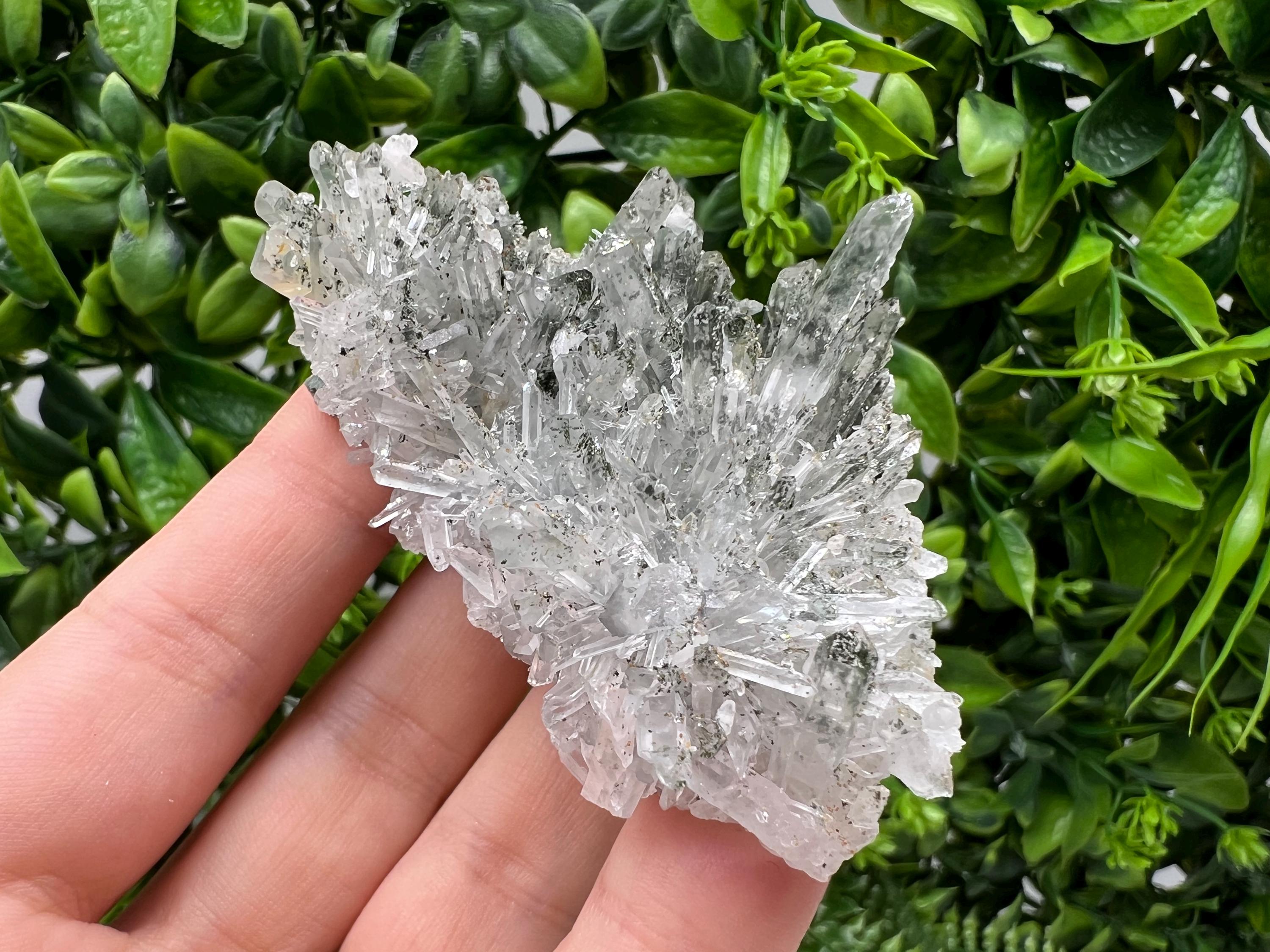 Green Quartz Crystal Specimen: Chlorite & Sphalerite Inclusions, Madan Bulgaria