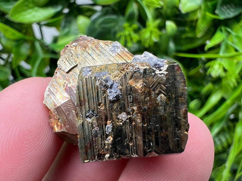 Rainbow Pyrite with Calcite, Natural Crystal Mineral Souvenir