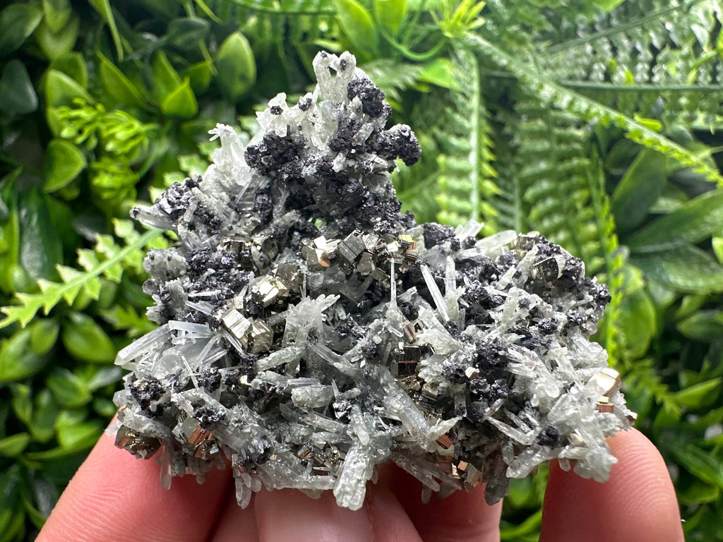 Sphalerite Pyrite on Green Quartz, Bulgaria Mineral Specimen
