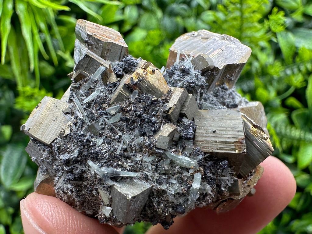Double Sided Pyrite Cluster with Hematite, Madan Bulgaria