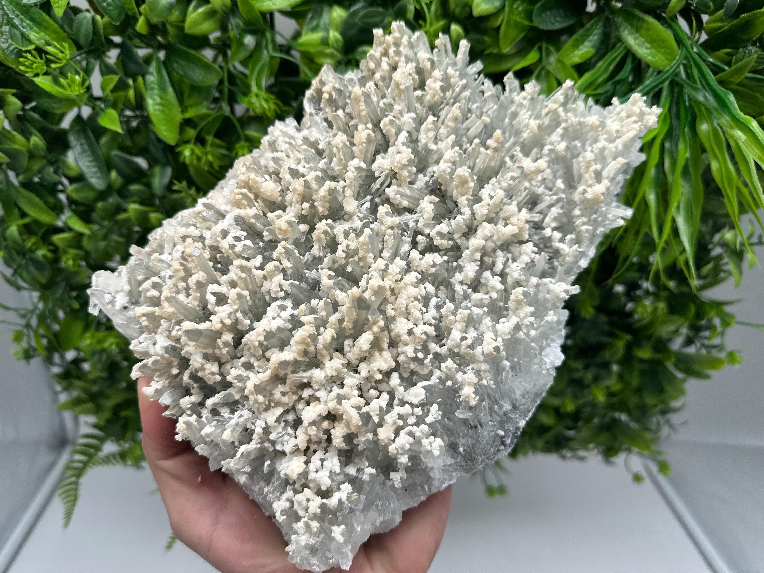 Quartz with Calcite Cluster: Krushev Dol Mine, Bulgaria