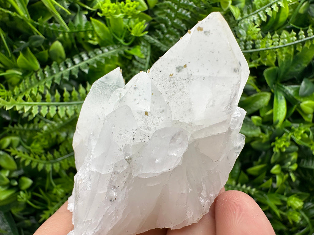 Quartz Cluster with Rhodochrosite and Chlorite Inclusions