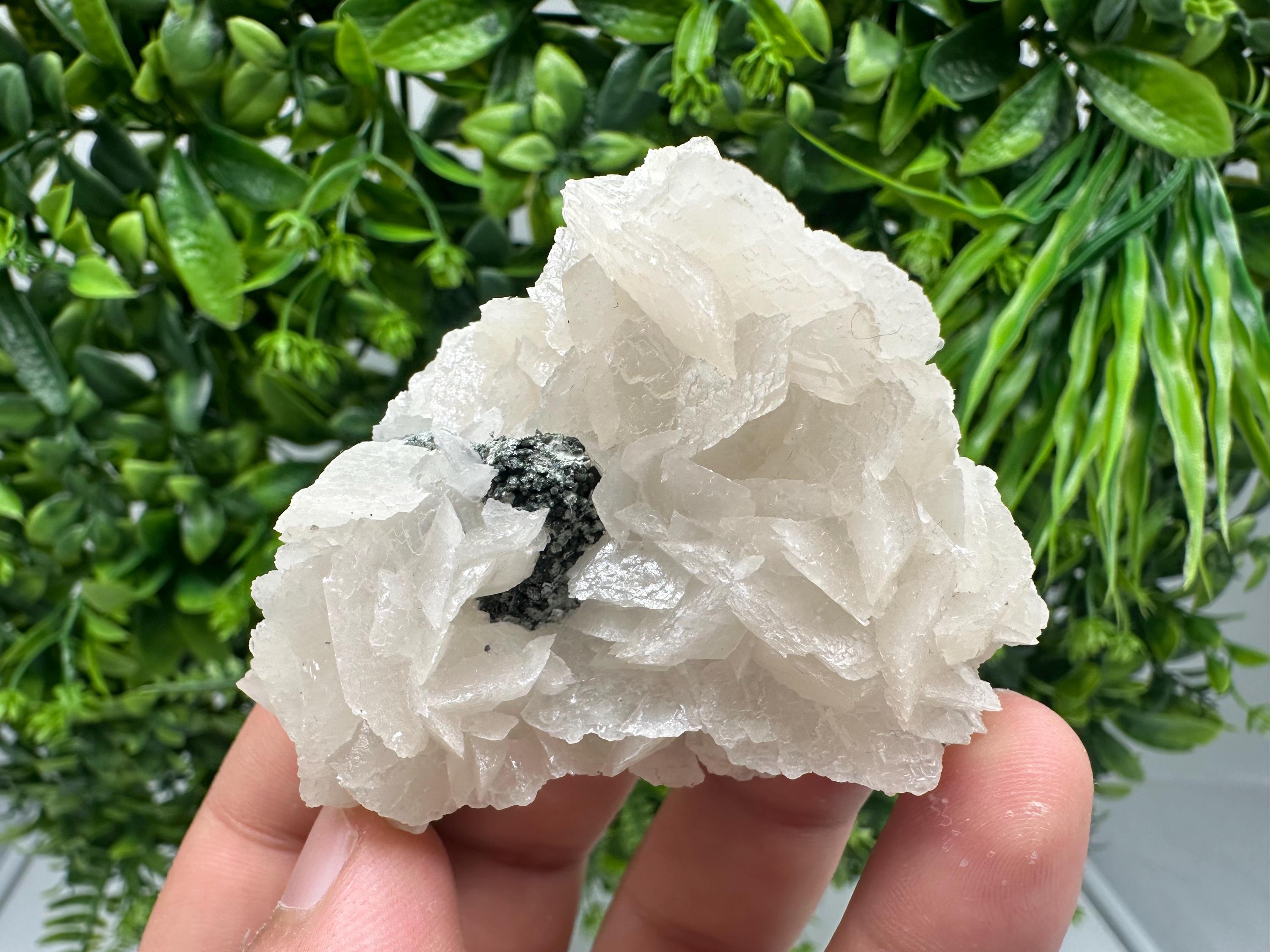 Calcite on Green Quartz, Borieva Mine, Bulgaria
