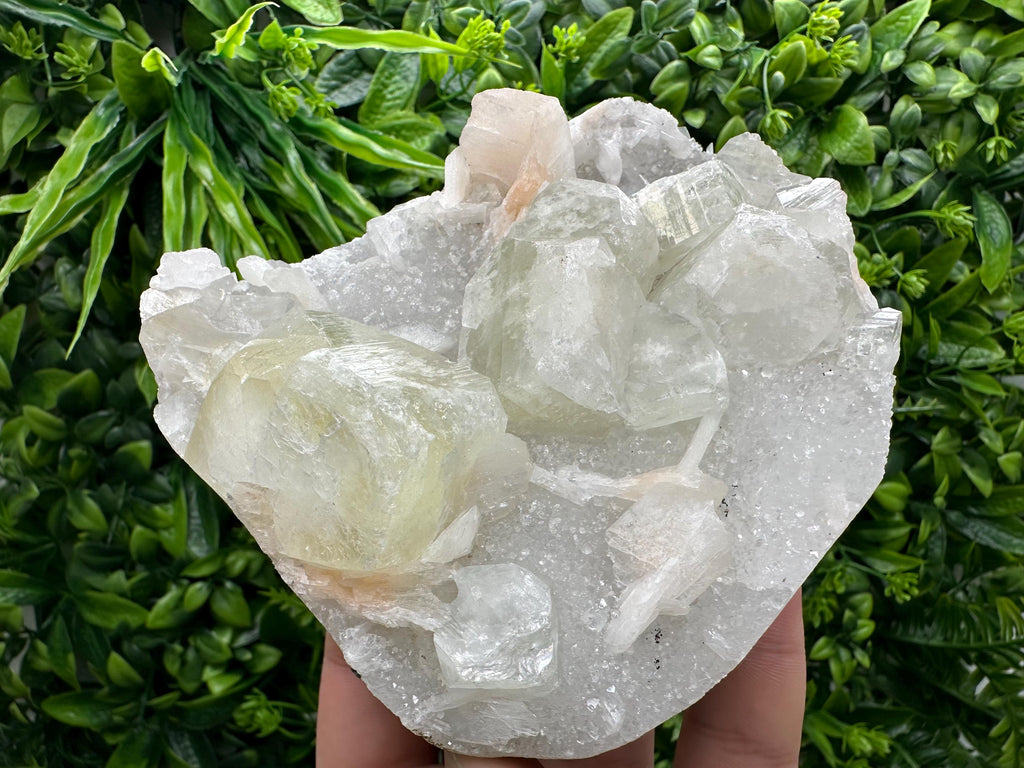 Apophyllite Stilbite on Chalcedony, India Crystal Specimen