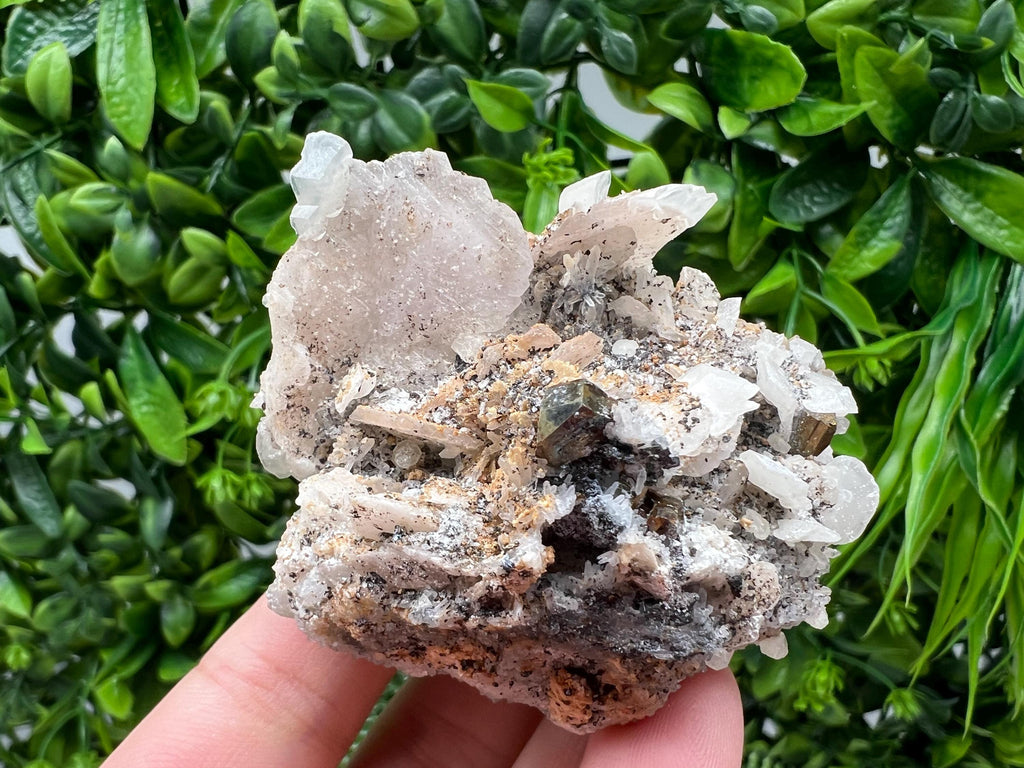 Rainbow Pyrite with Calcite, Borieva Bulgaria Crystal, Natural Mineral