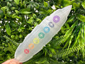 Selenite Chakra Charging Plate: Cleansing Wand Bar, 7 Chakra Ruler