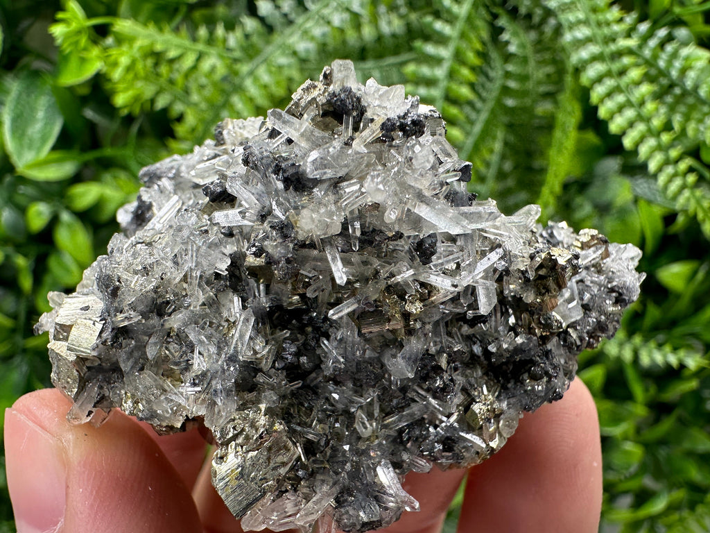 Pyrite on Quartz with Sphalerite, Borieva Mine Mineral Specimen