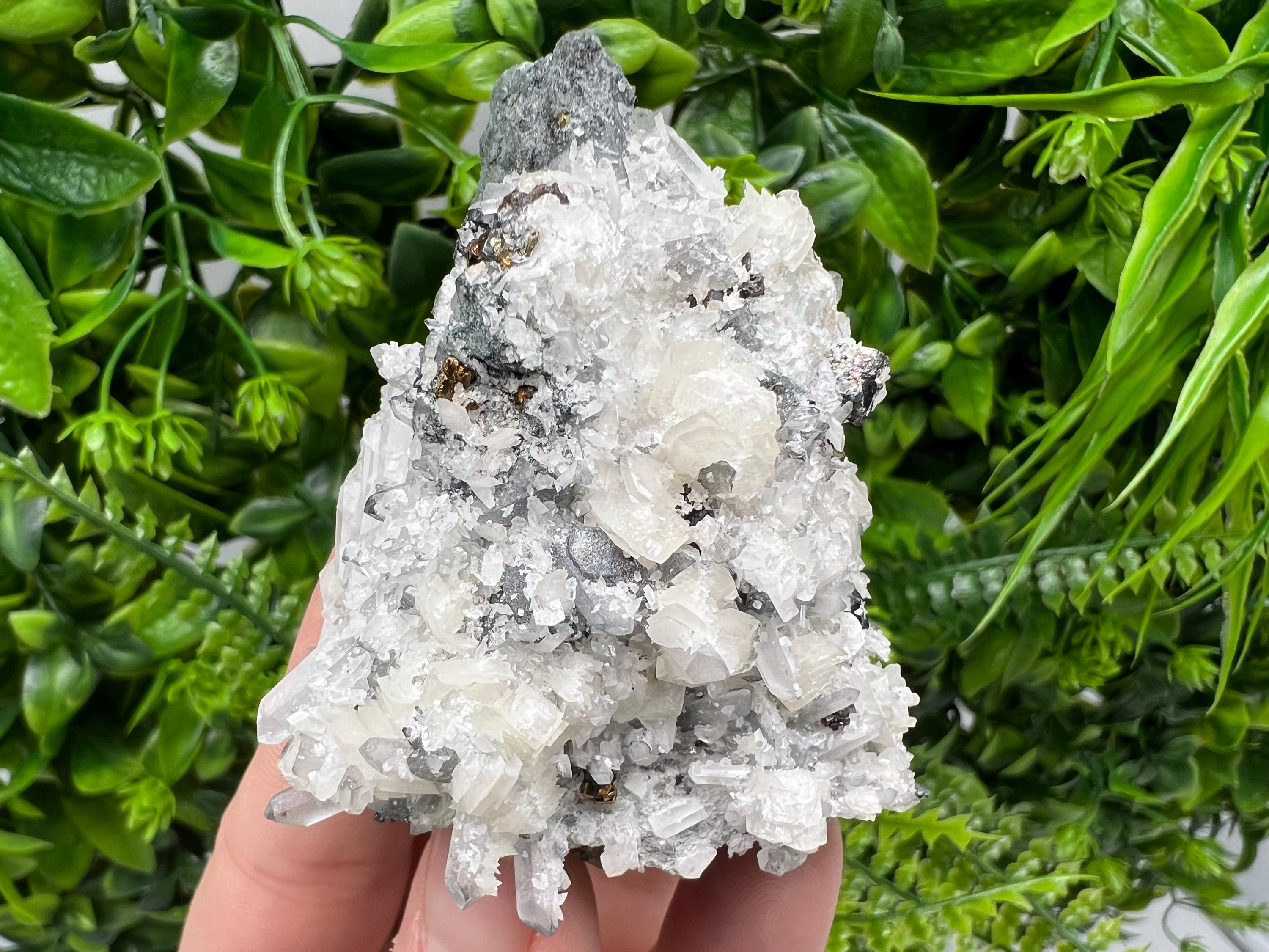 Calcite on Quartz Mineral Specimen, Borieva Mine, Bulgaria