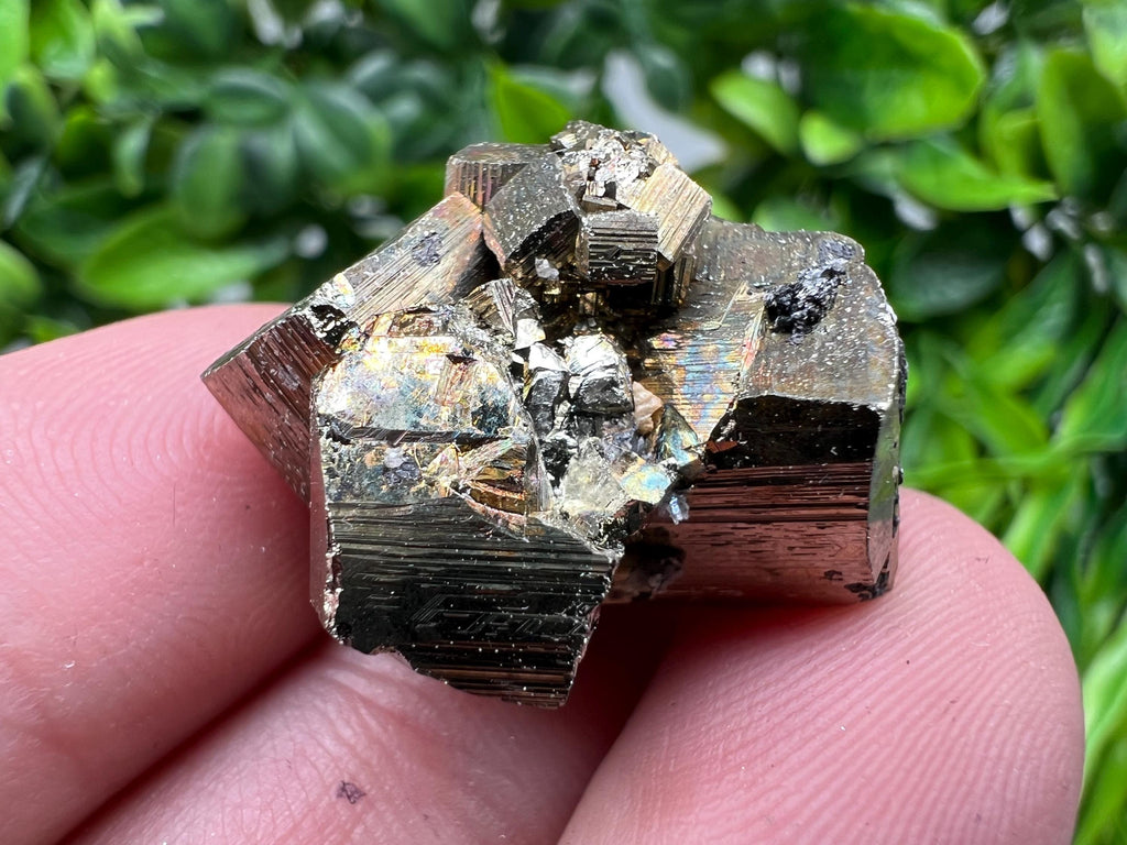 Rainbow Pyrite with Calcite, Natural Crystal Mineral Souvenir, Bulgaria