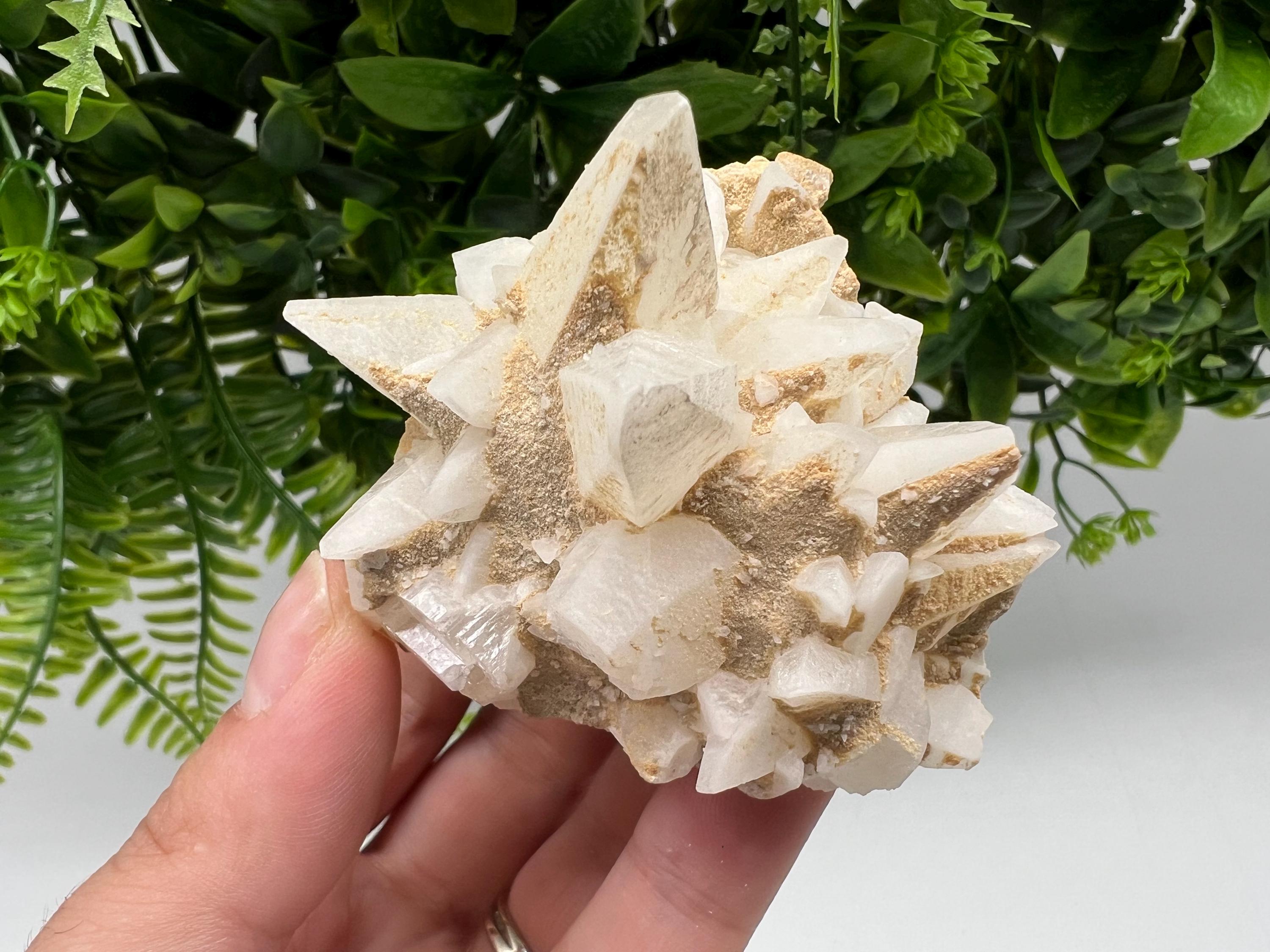 Calcite on Green Quartz: Djurcovo Mine, Bulgaria Healing Crystal