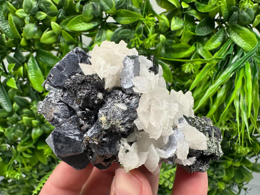 Mirror Galena, Sphalerite, Calcite Mineral Specimen: Borieva Mine, Bulgaria