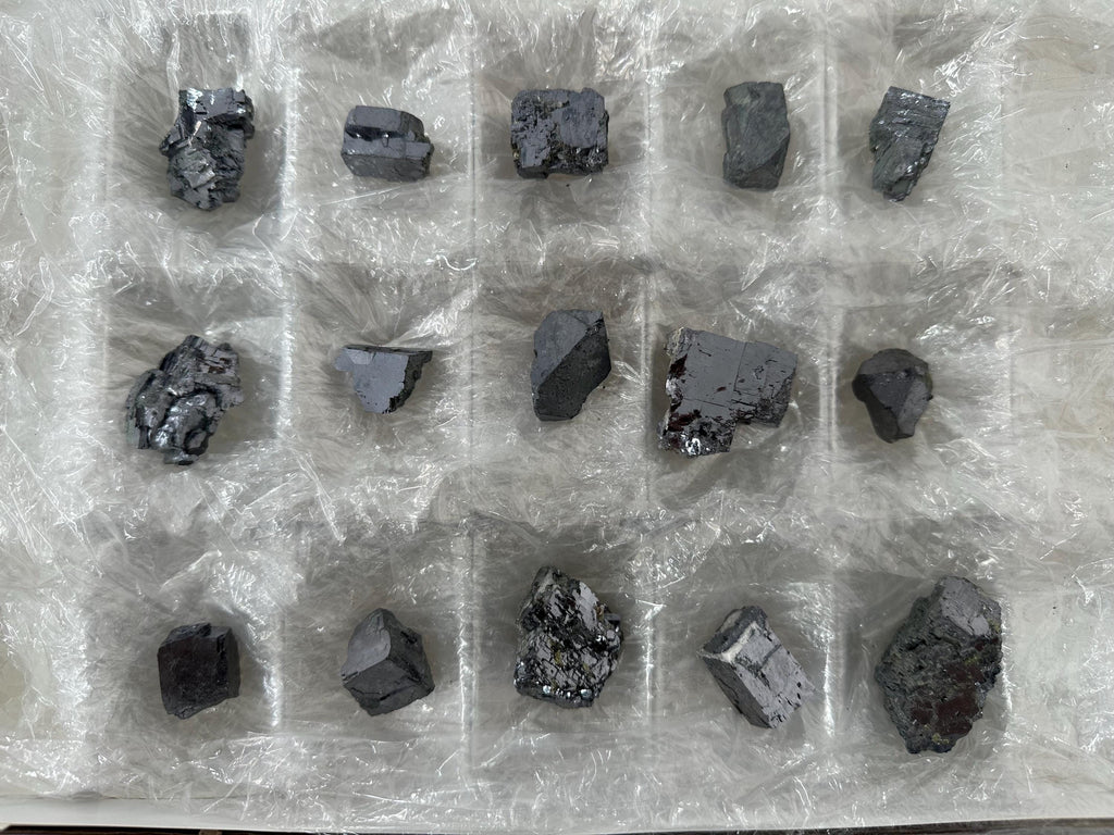 Shiny Galena Cluster Chunks: Madan Bulgaria Minerals (Set of 15)