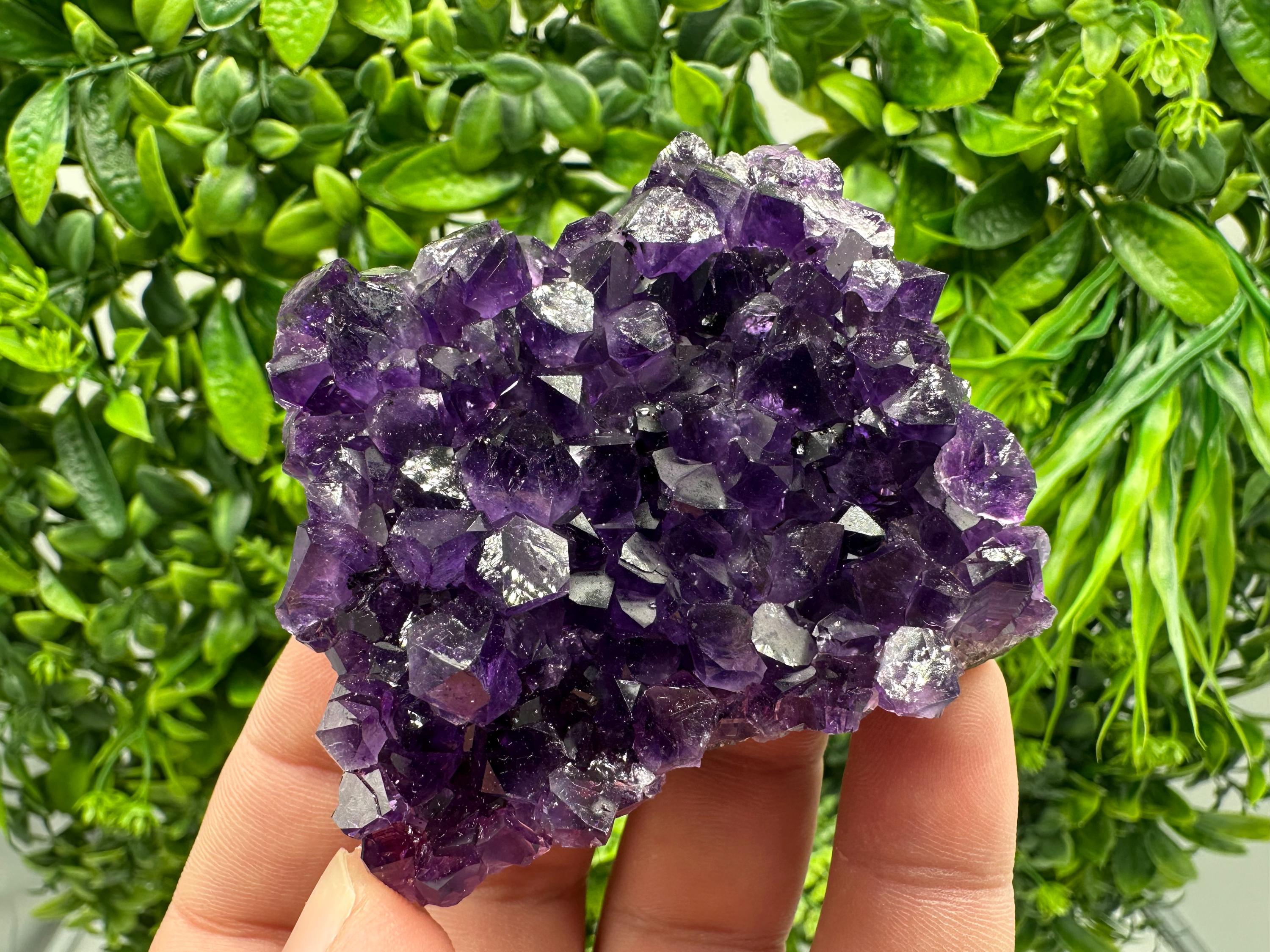Natural Purple Amethyst Cluster from Uruguay: Energy Crystal Home Decor