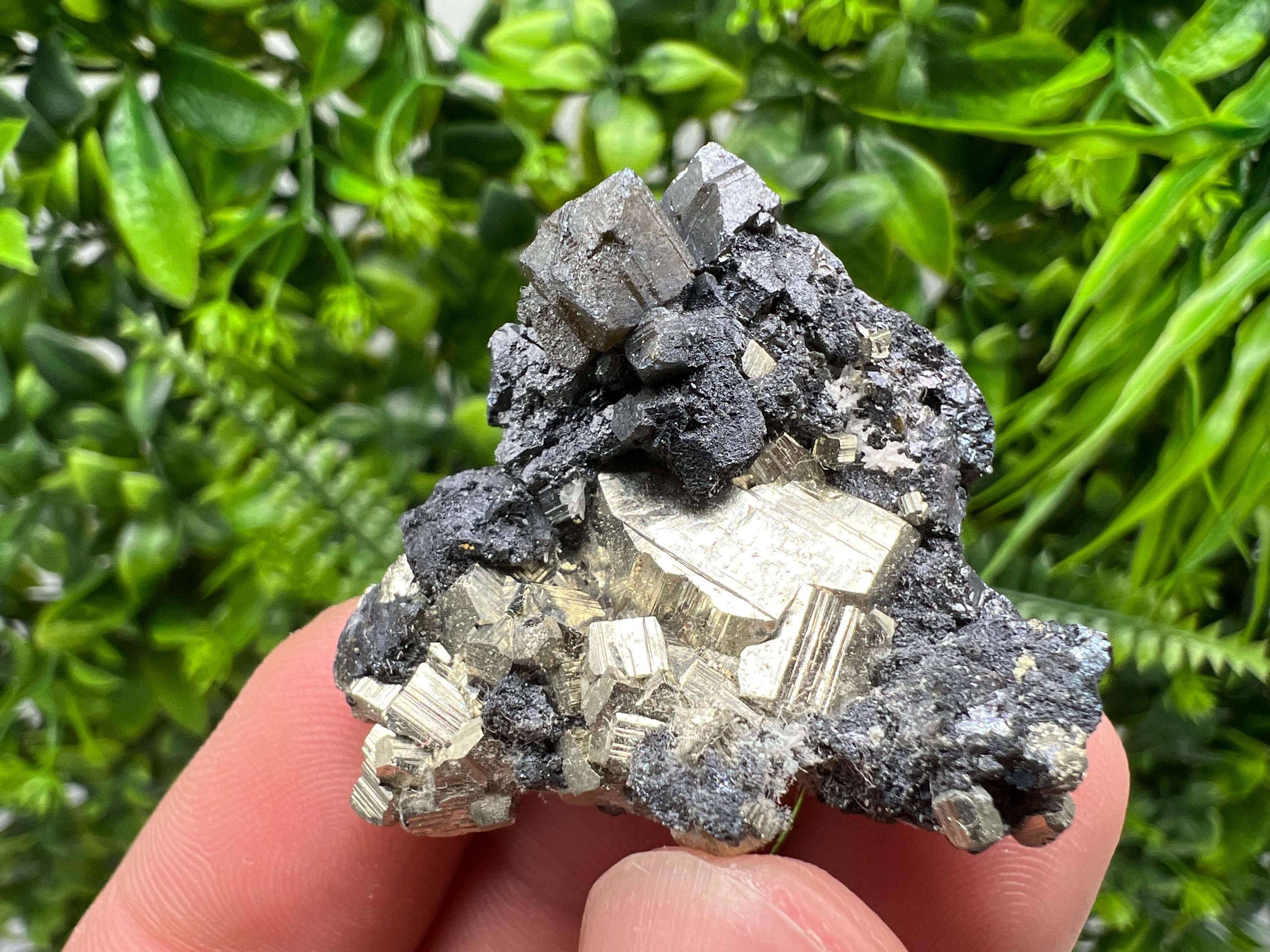 Golden Pyrite,Sphalerite from 9th September mine,Madan,Bulgaria,natural,collectible mineral specimen,home decor crystal,Pyrite cluster,