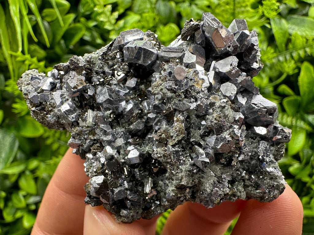 Skeletal Galena on Needle Quartz, Borieva Mine, Bulgaria