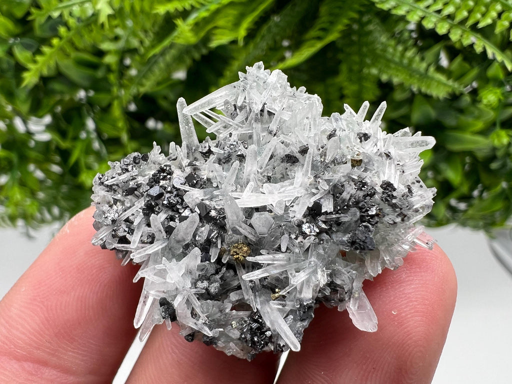 Sphalerite Chalcopyrite on Green Quartz with Hematite, Bulgaria Mineral Specimen