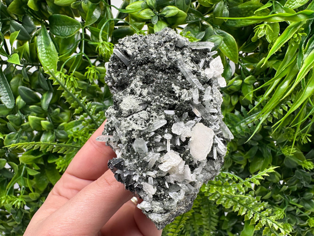 Calcite Quartz on Chlorite Matrix, Borieva Mine Mineral Specimen