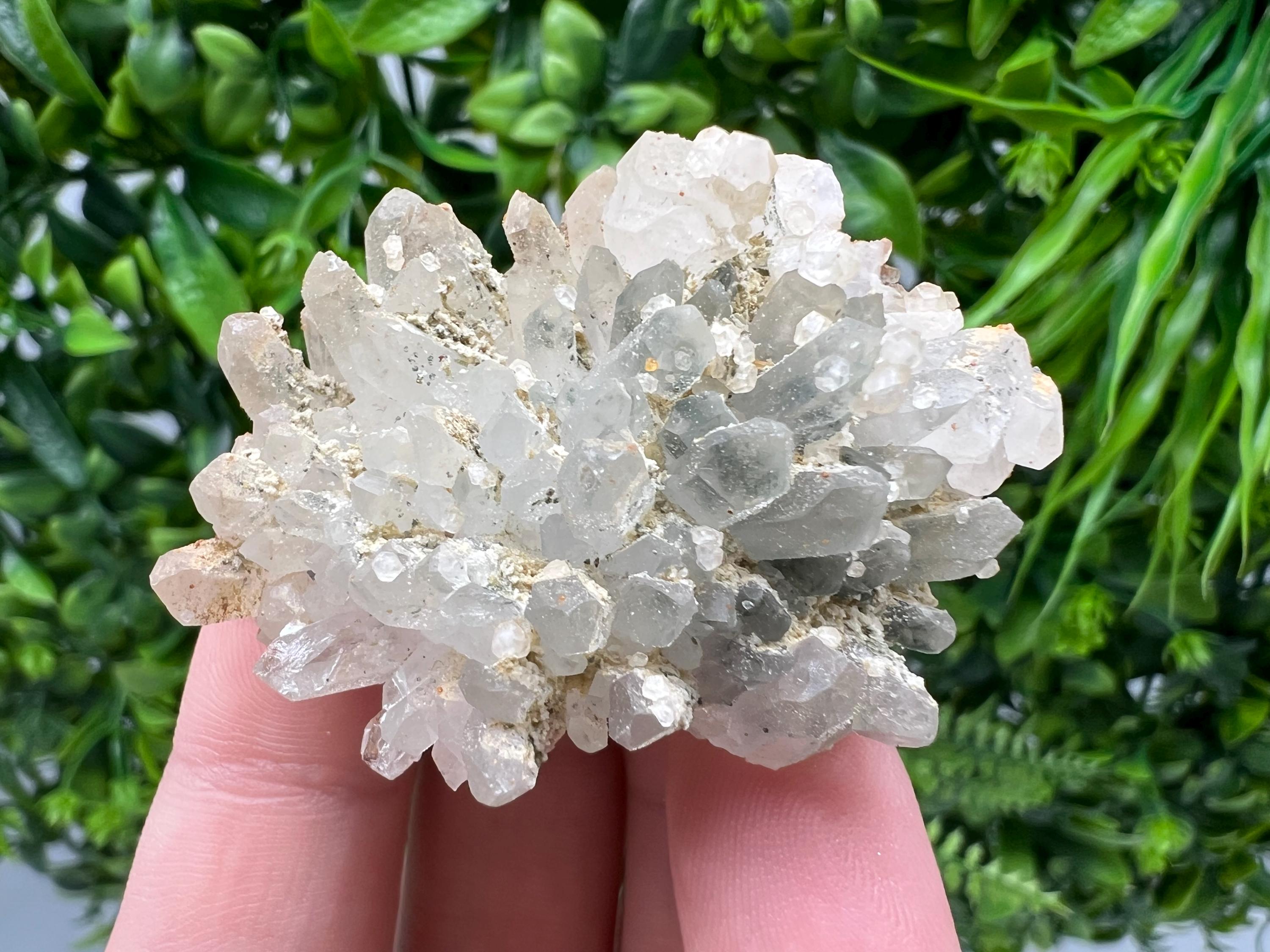 Calcite on Green Quartz: Djurcovo Mine, Bulgaria Healing Crystal