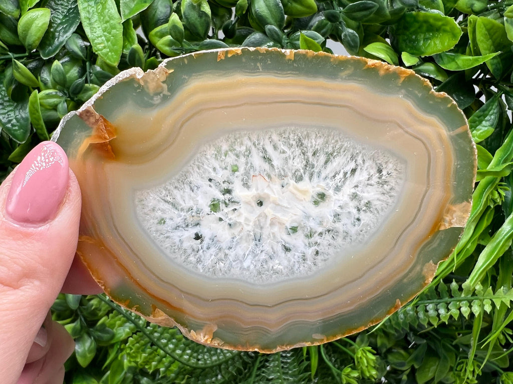 Large Polished Agate Slice: Spiritual Healing Crystal Coaster (11/7.5cm, 68 grams
