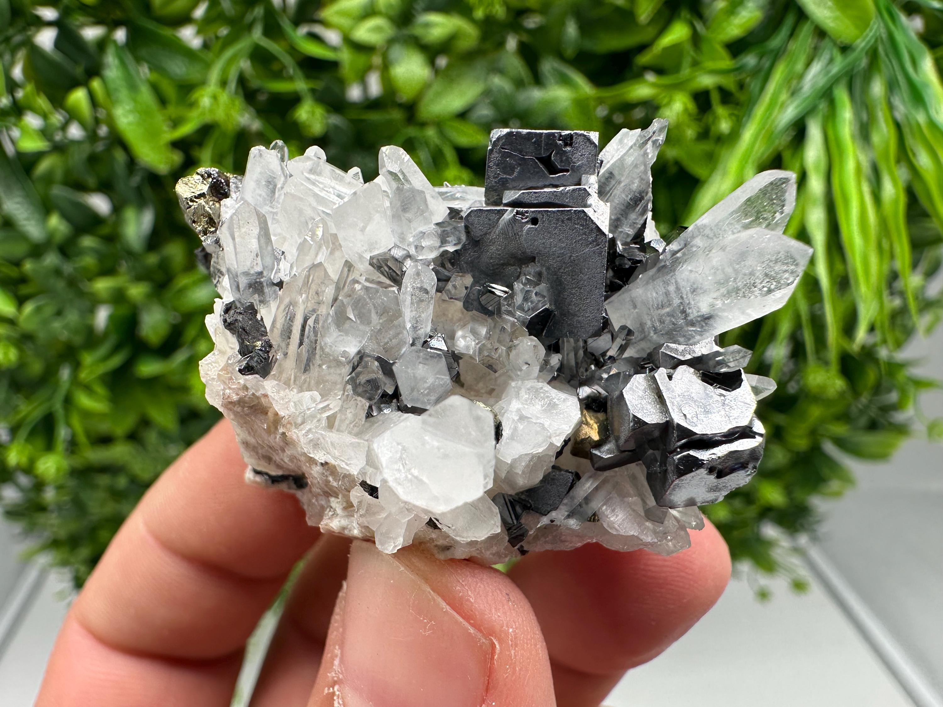 Aesthetic Natural shiny Galena whit Siderite and Quartz from 9 th September mine,Bulgaria,collection specimen,rare galena,Galena cluster