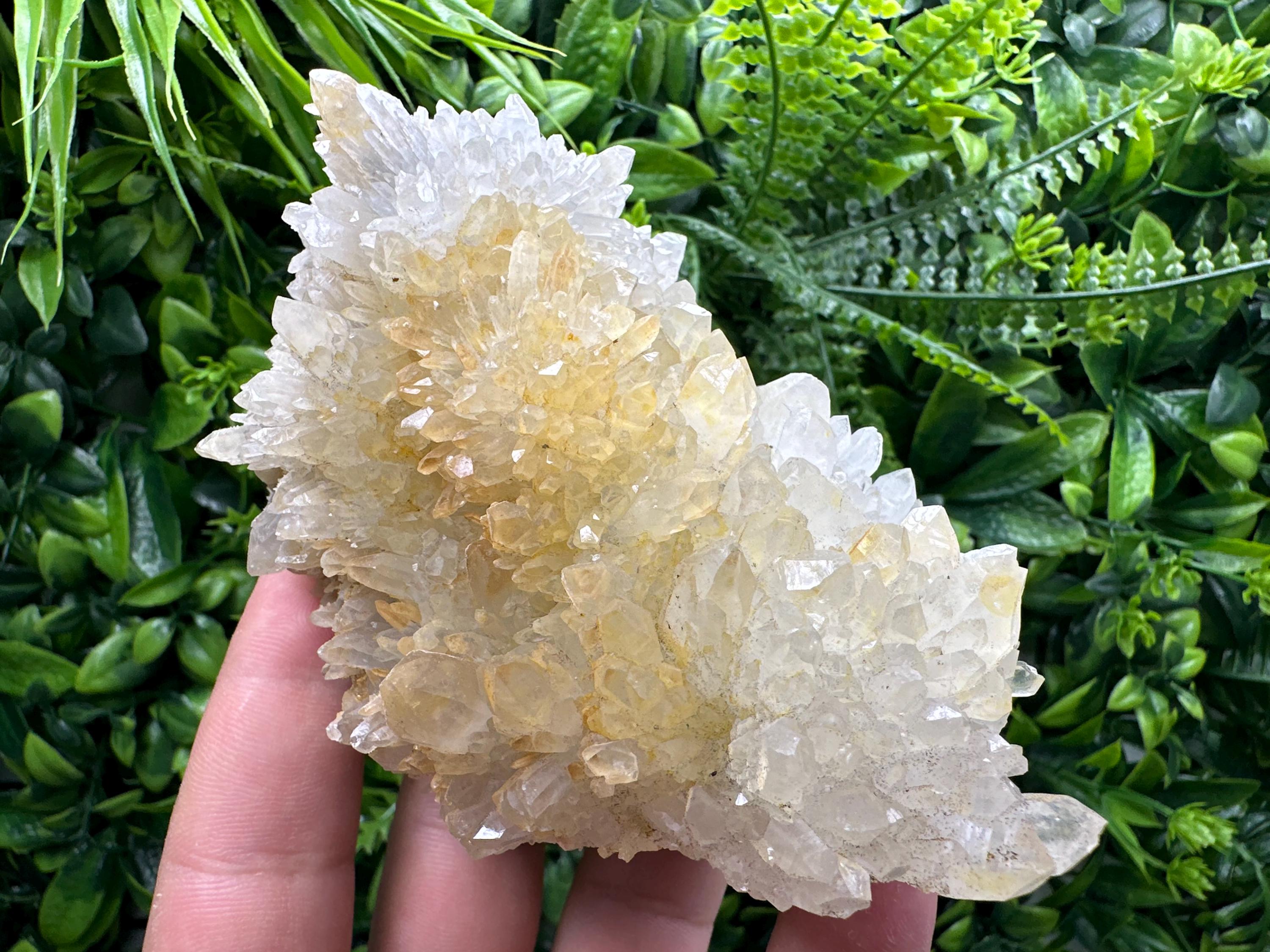 Limonite Quartz Crystal Cluster: Iron Oxide Mineral Specimen