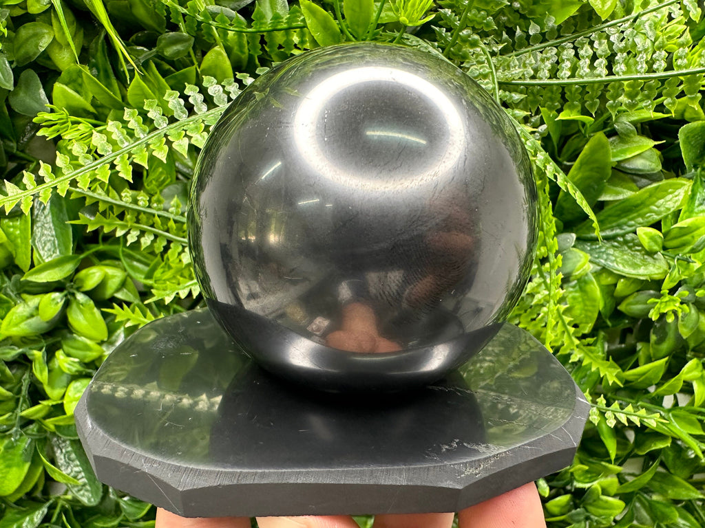 7cm Shungite Sphere: Polished EMF Protection Crystal