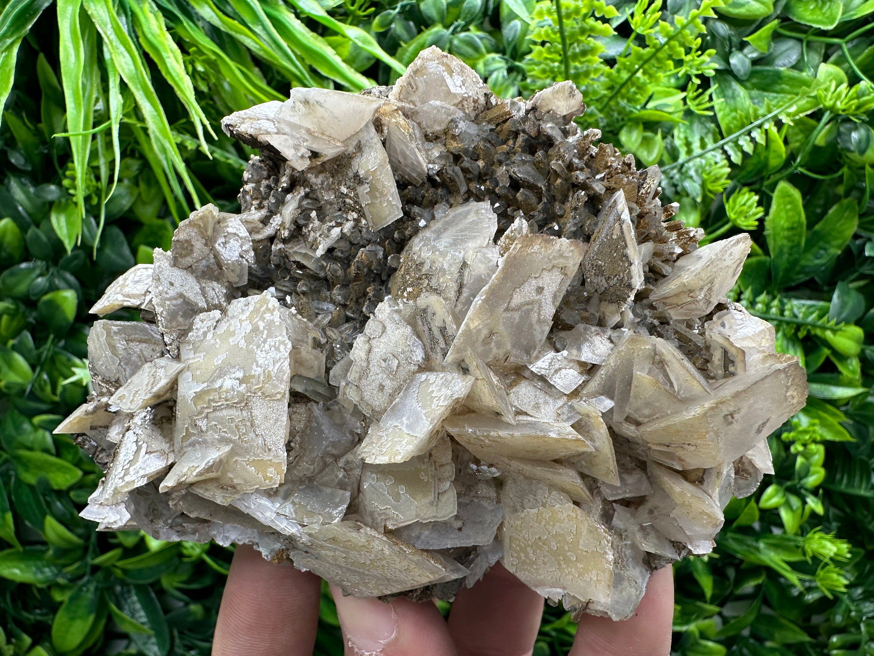 Calcite on Quartz with Oxide, Borieva Mine Mineral Specimen