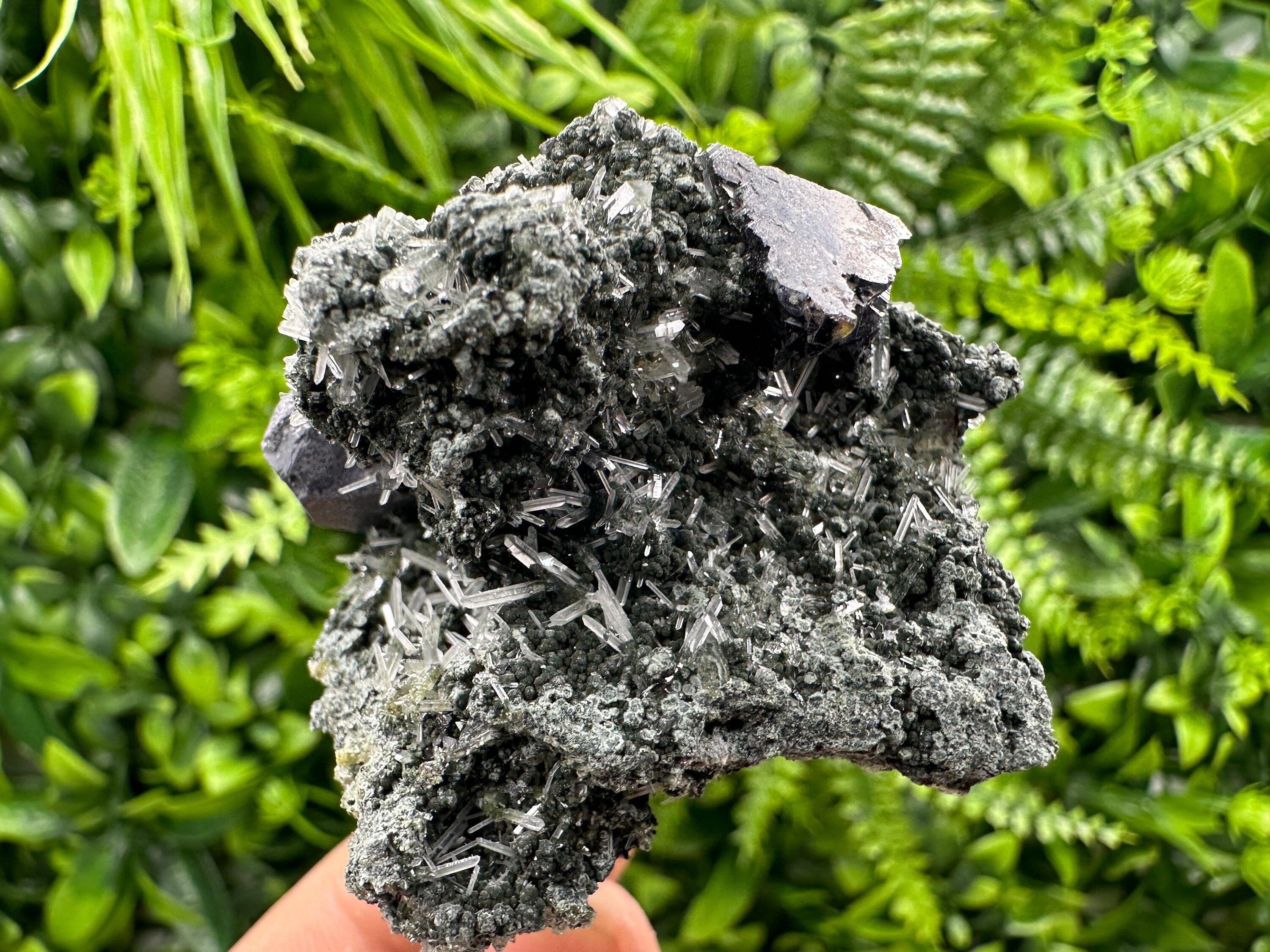 Sphalerite Galena on Green Quartz: Borieva Mine Crystal Decor