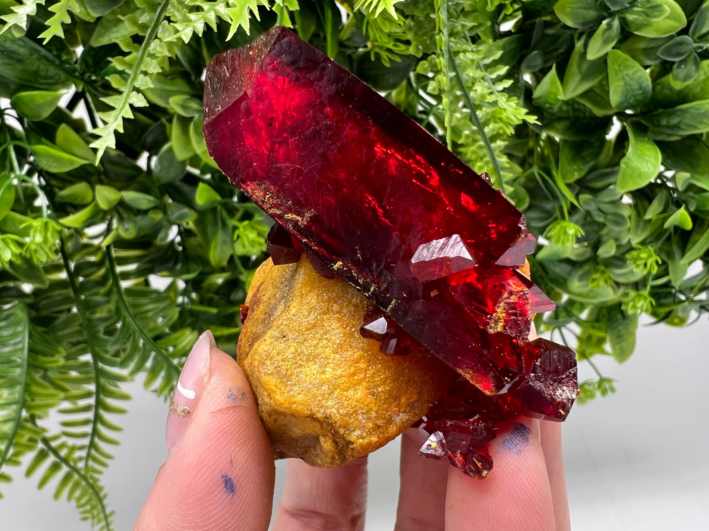 XXL Lab-Grown Pruskite Ruby Crystal on Matrix